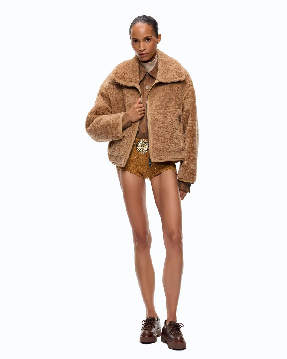 Pinko Campsis Peacoat bosmanka kożuchowa beżowa