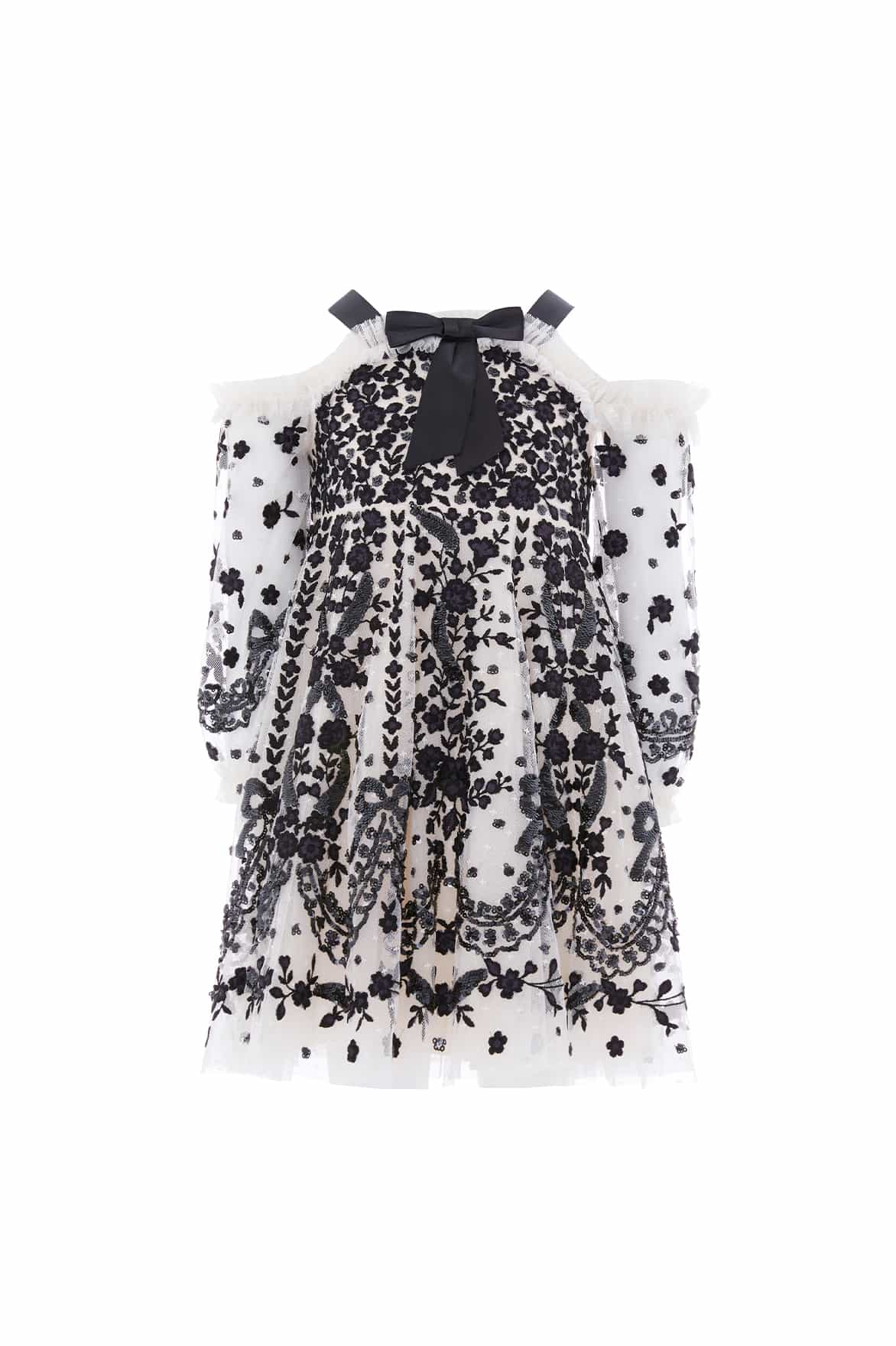Needle & Thread Adeline Off-Shoulder Kids Dress sukienka kremowa