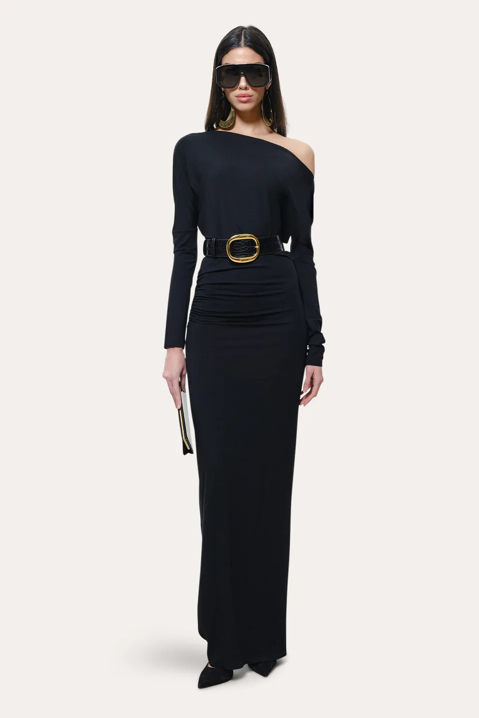 Elie Tahari Maia sukienka wieczorowa Black maxi hiszpanka