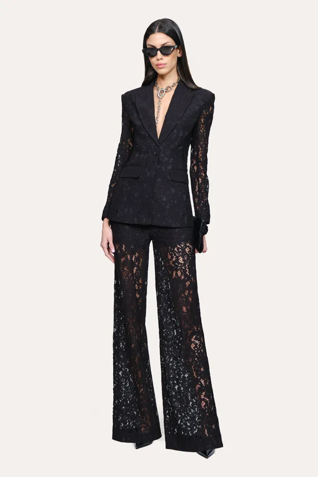 Elie Tahari Fleur E4029206 spodnie Black koronkowe