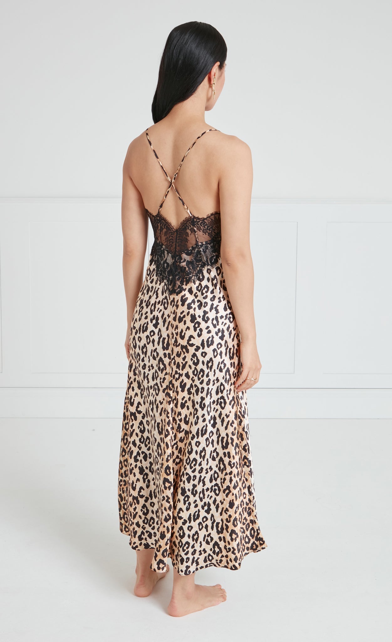 Temperley London Nyx sukienka satynowa czarna panterka