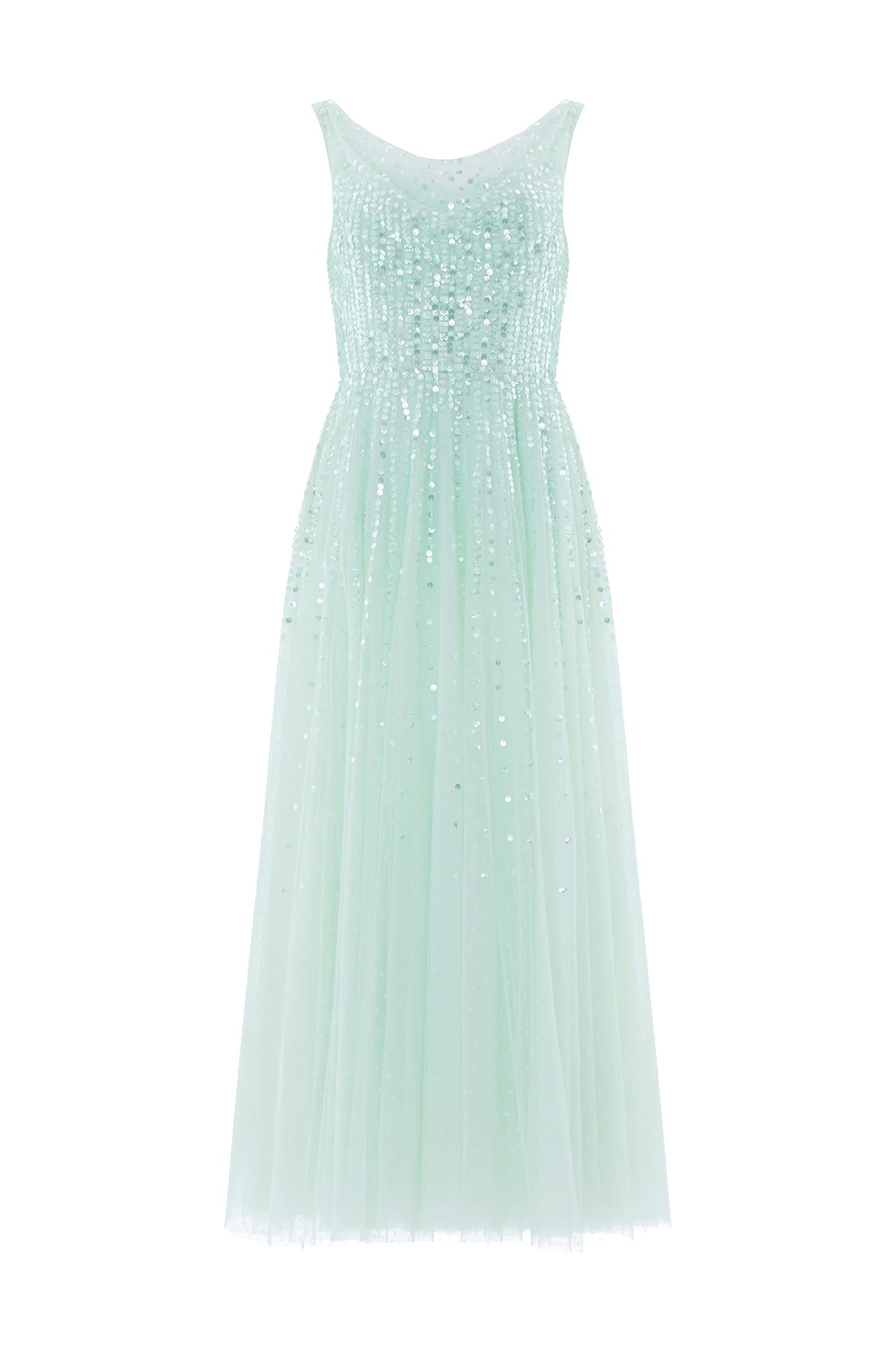 Needle & Thread Moonlight Sequin Cowl Gown sukienka zielona cekinowa