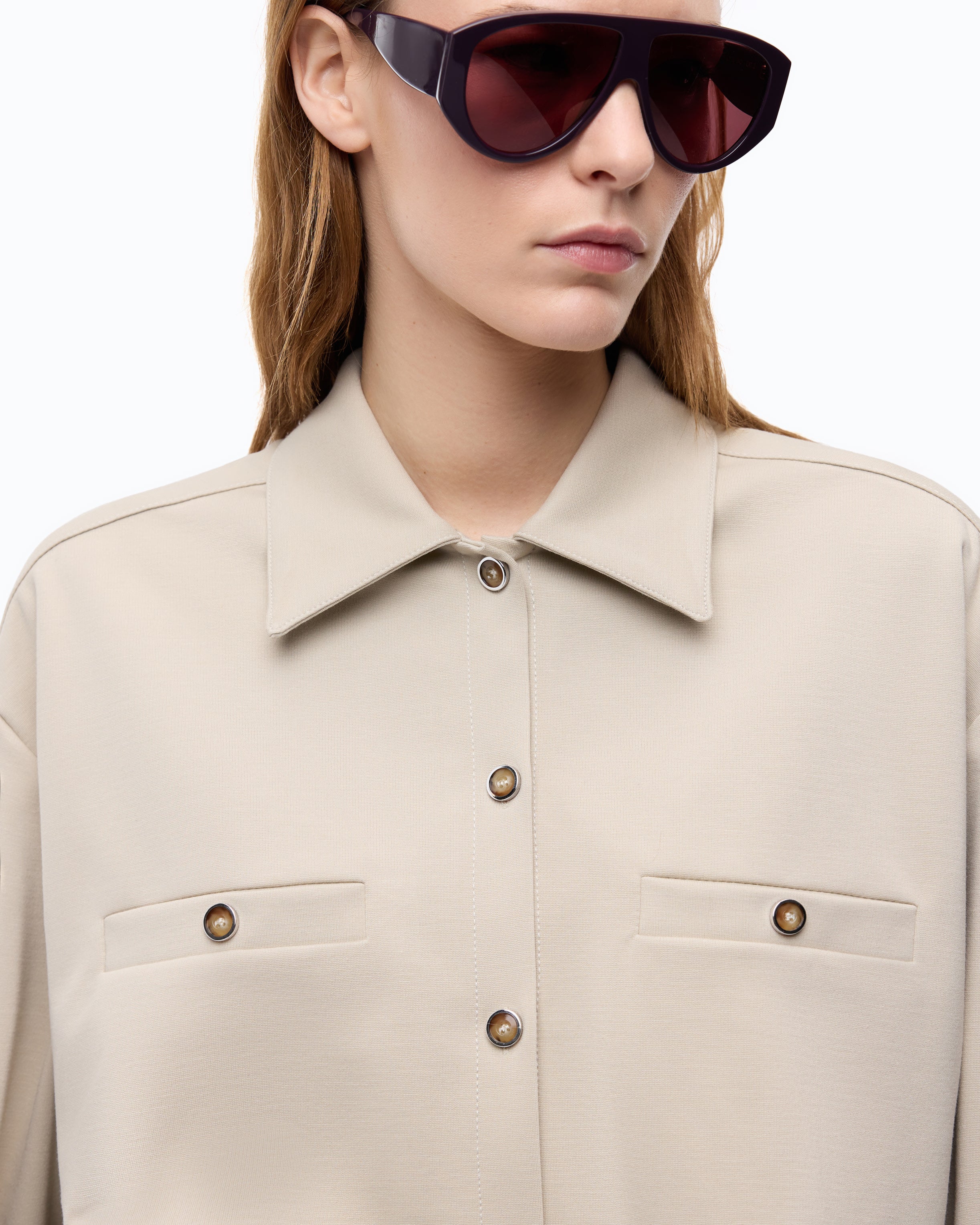 Pinko Caprifoglio Jacket overshirt beżowa gładka