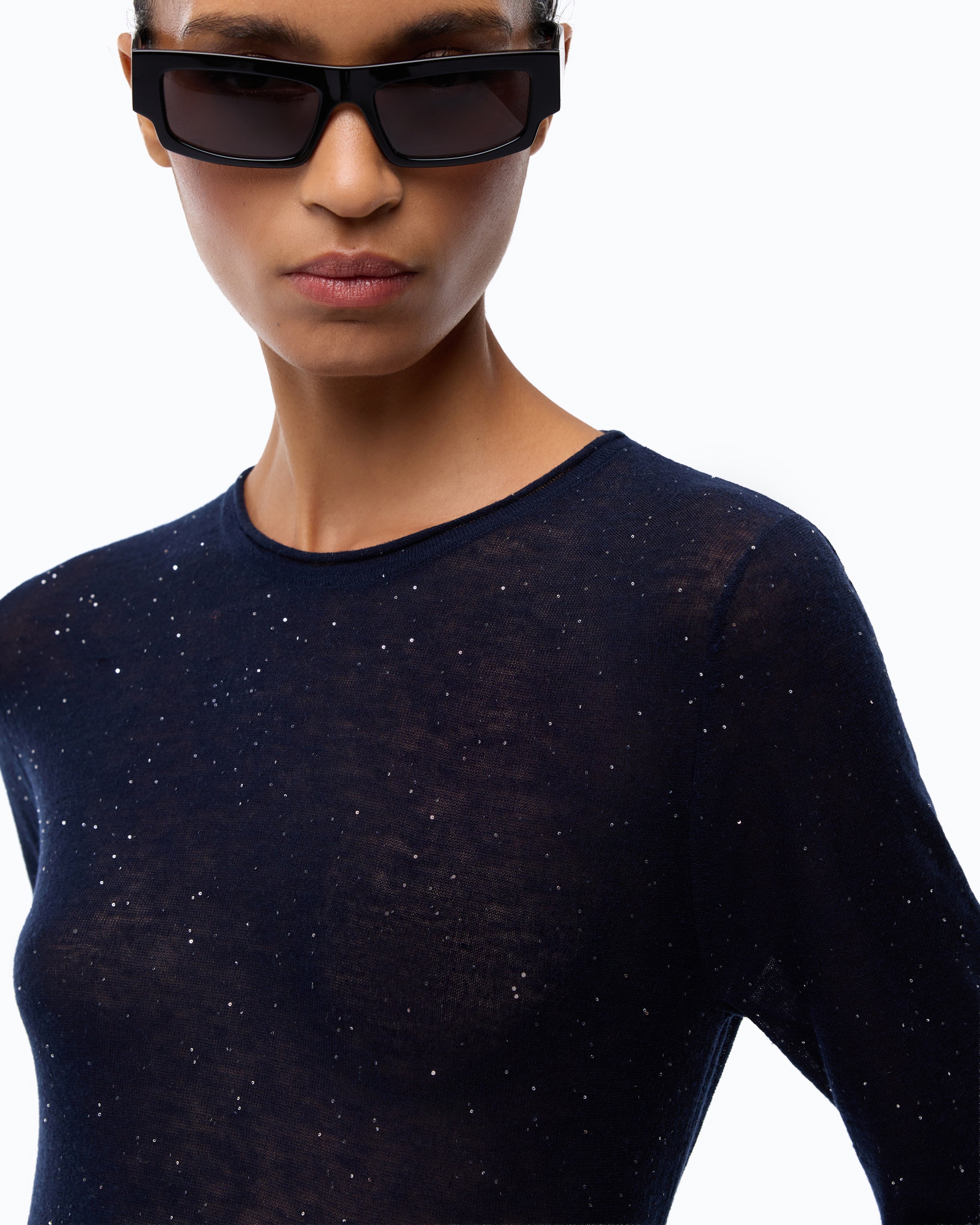Pinko Pico Sweater sweter niebieski cekiny