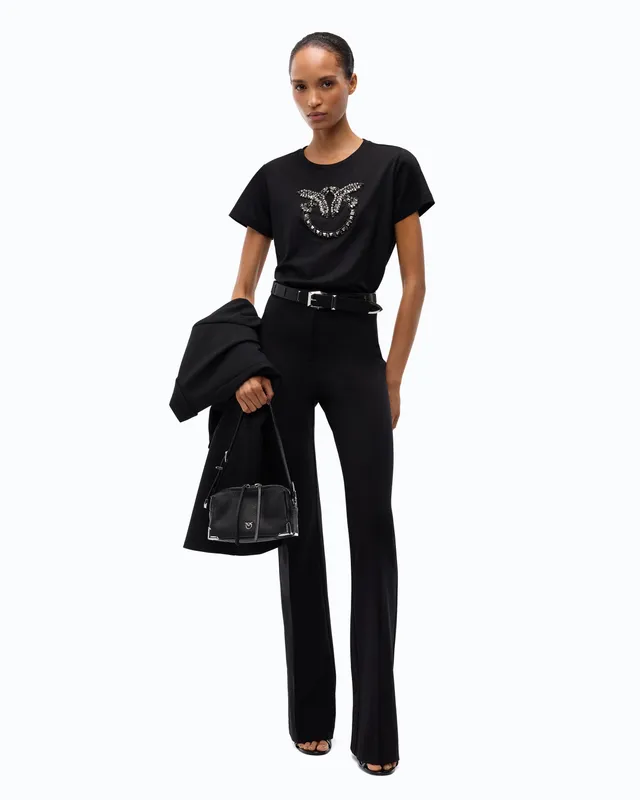 Pinko Hulka Trousers spodnie dzwony punto czarne