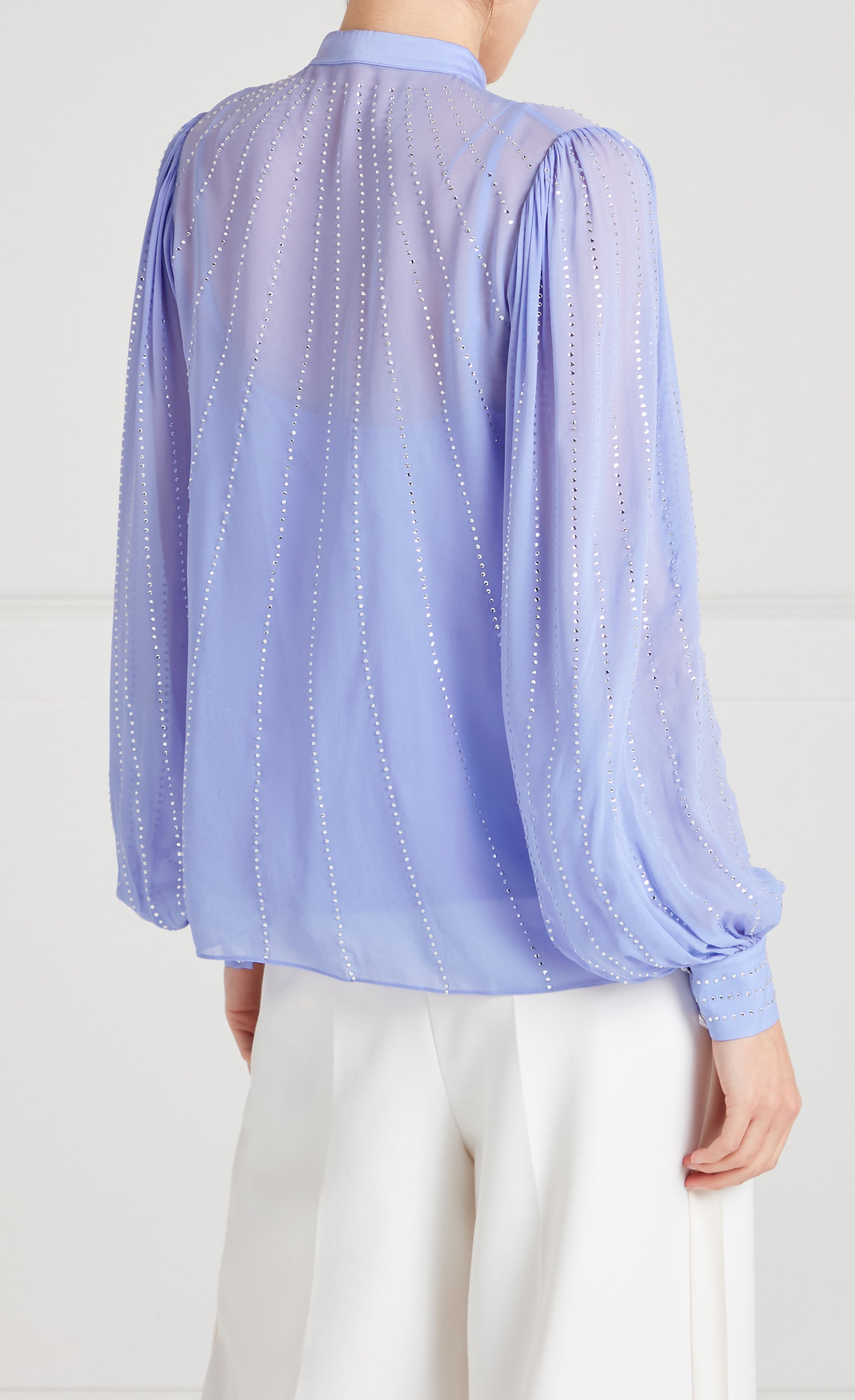 Temperley London Villanelle Shirt koszula Lavender Blue cyrkonie