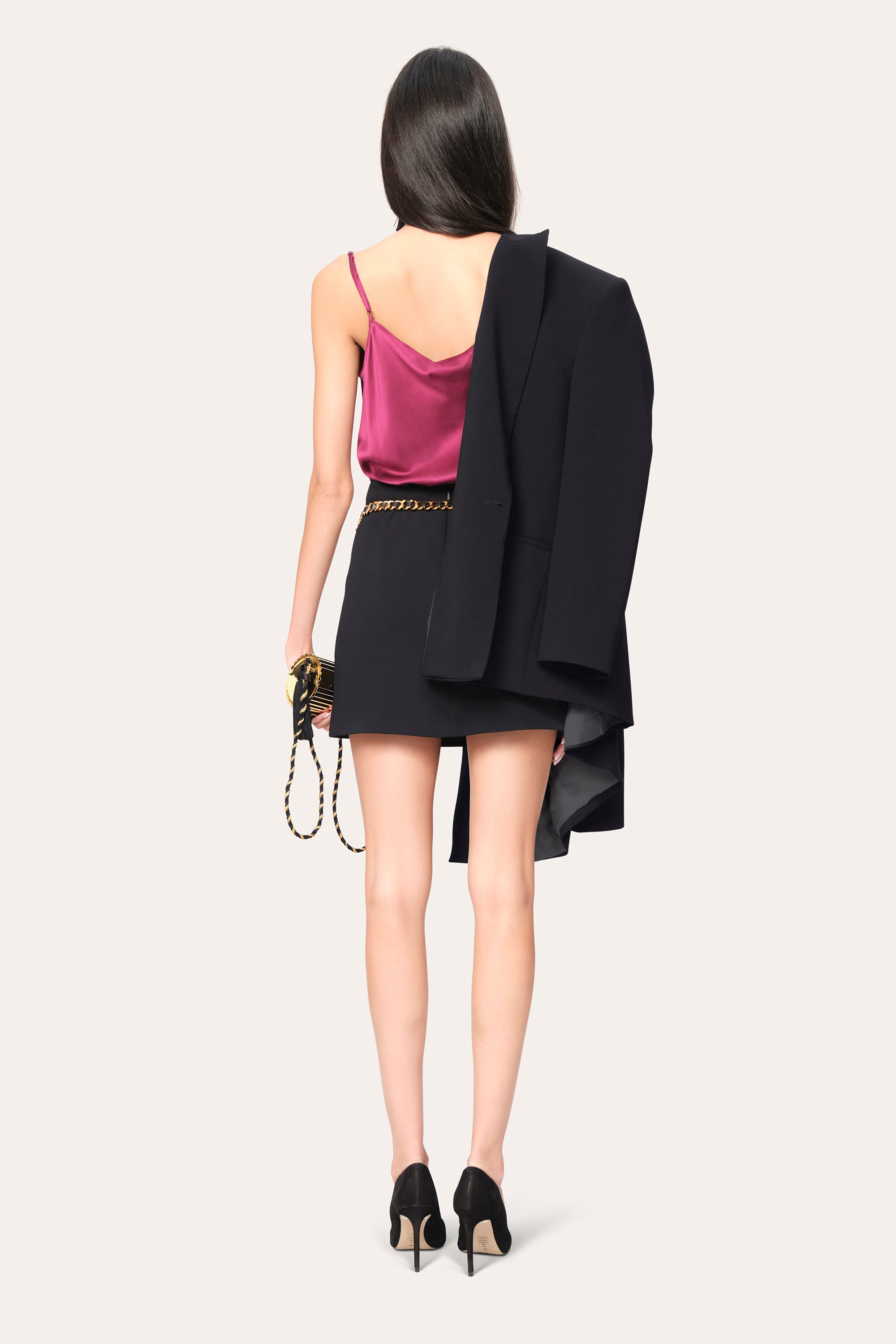 Elie Tahari Silk Draped top Mulberry jedwabny