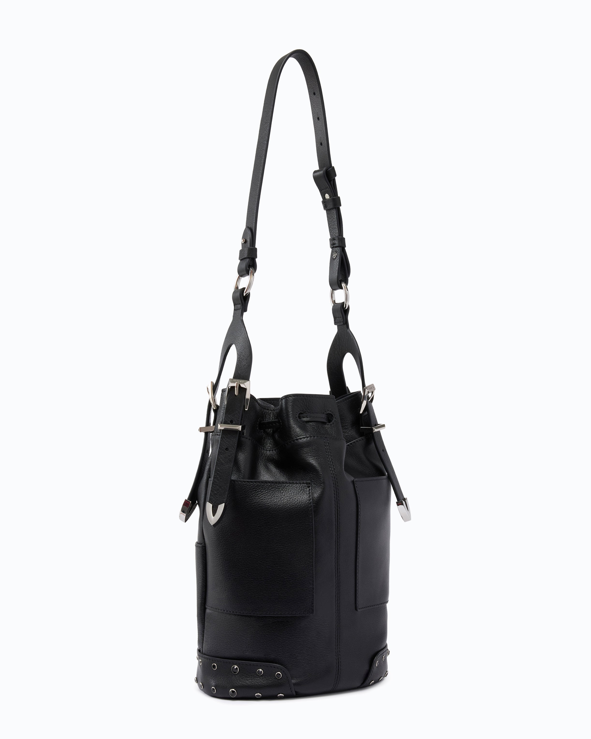 Pinko Bucket Mini Patch torebka czarna skóra