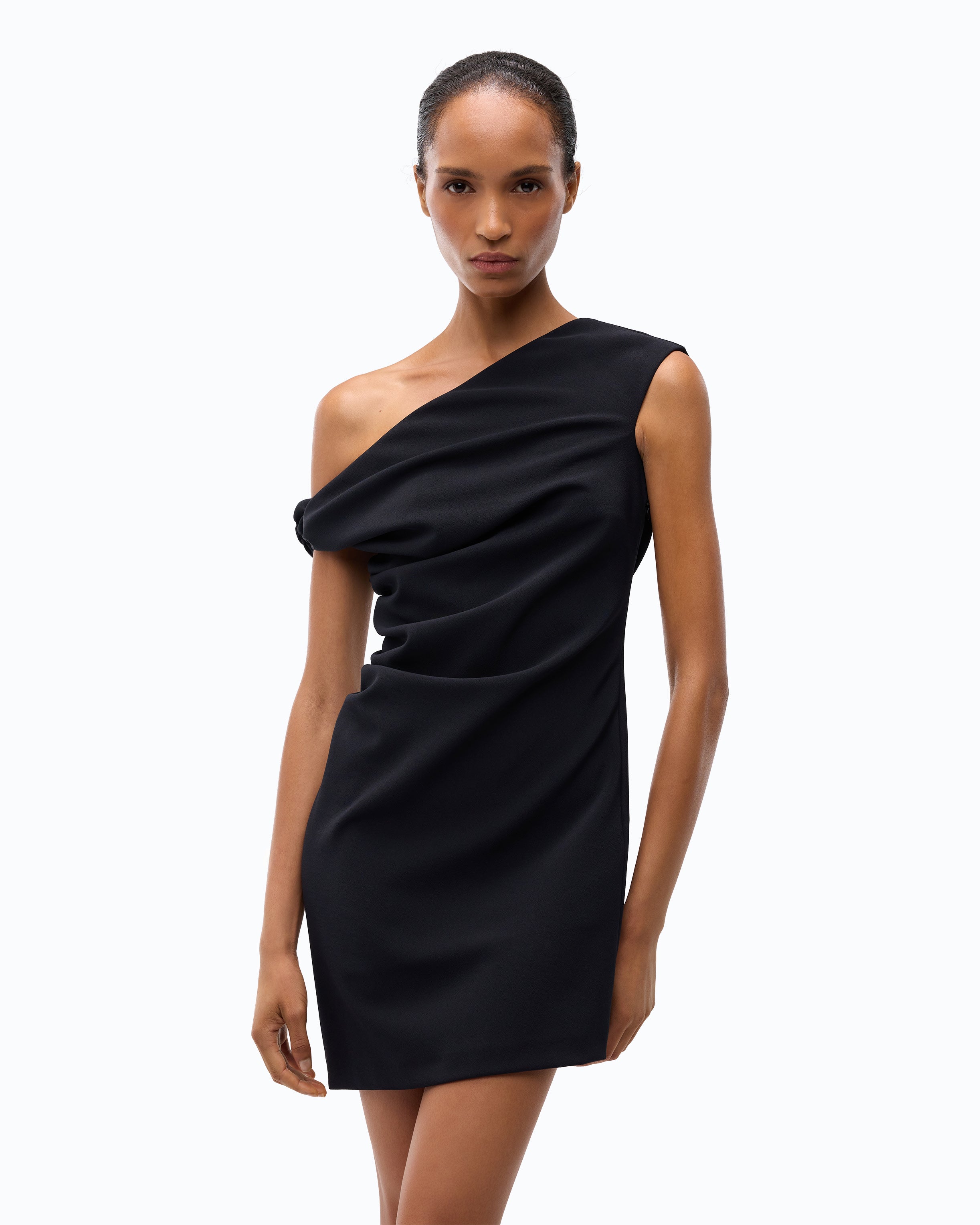 Pinko Carasino Dress sukienka mini czarna drapowana