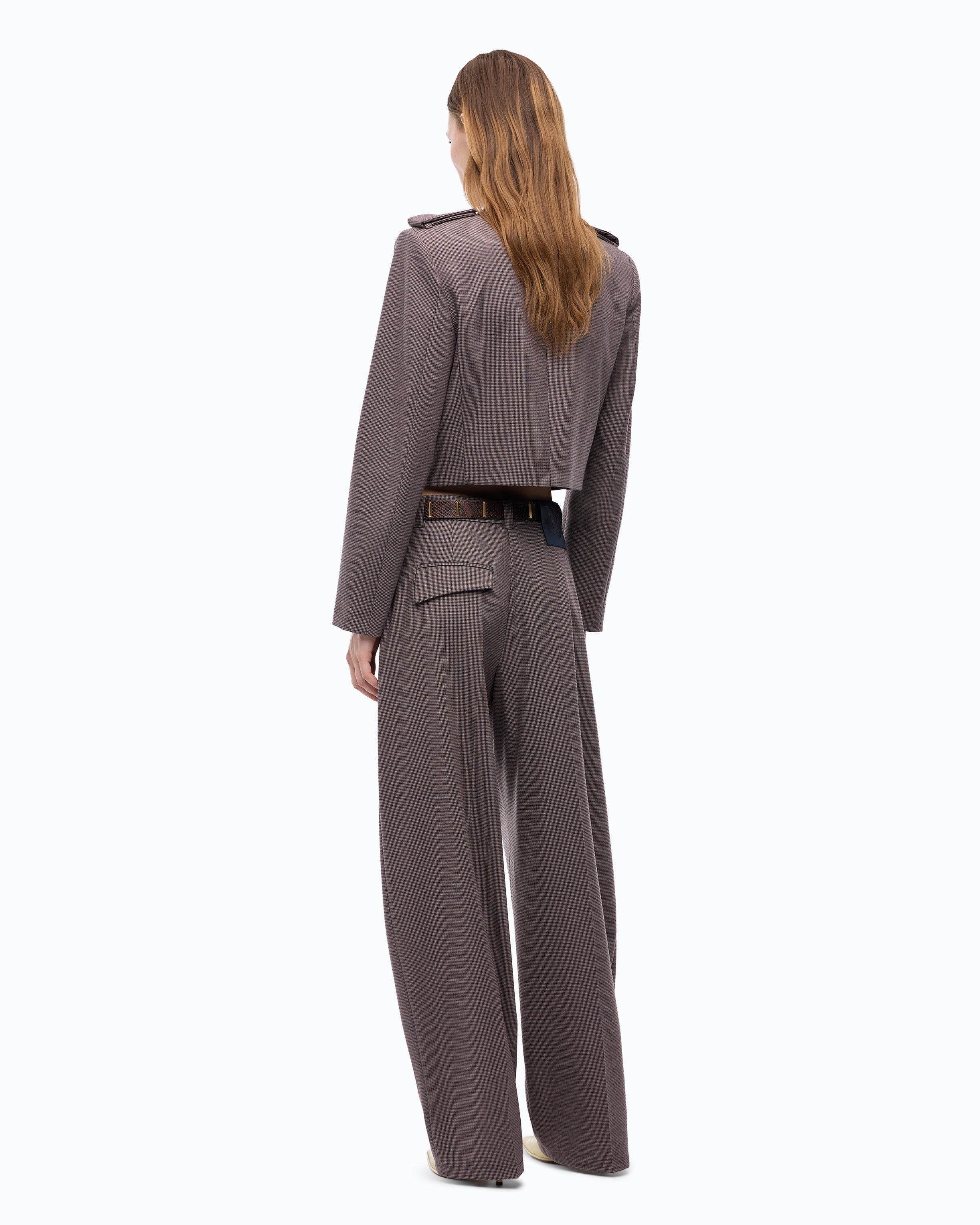 Pinko Balbino Pants spodnie barrel pepitka beż