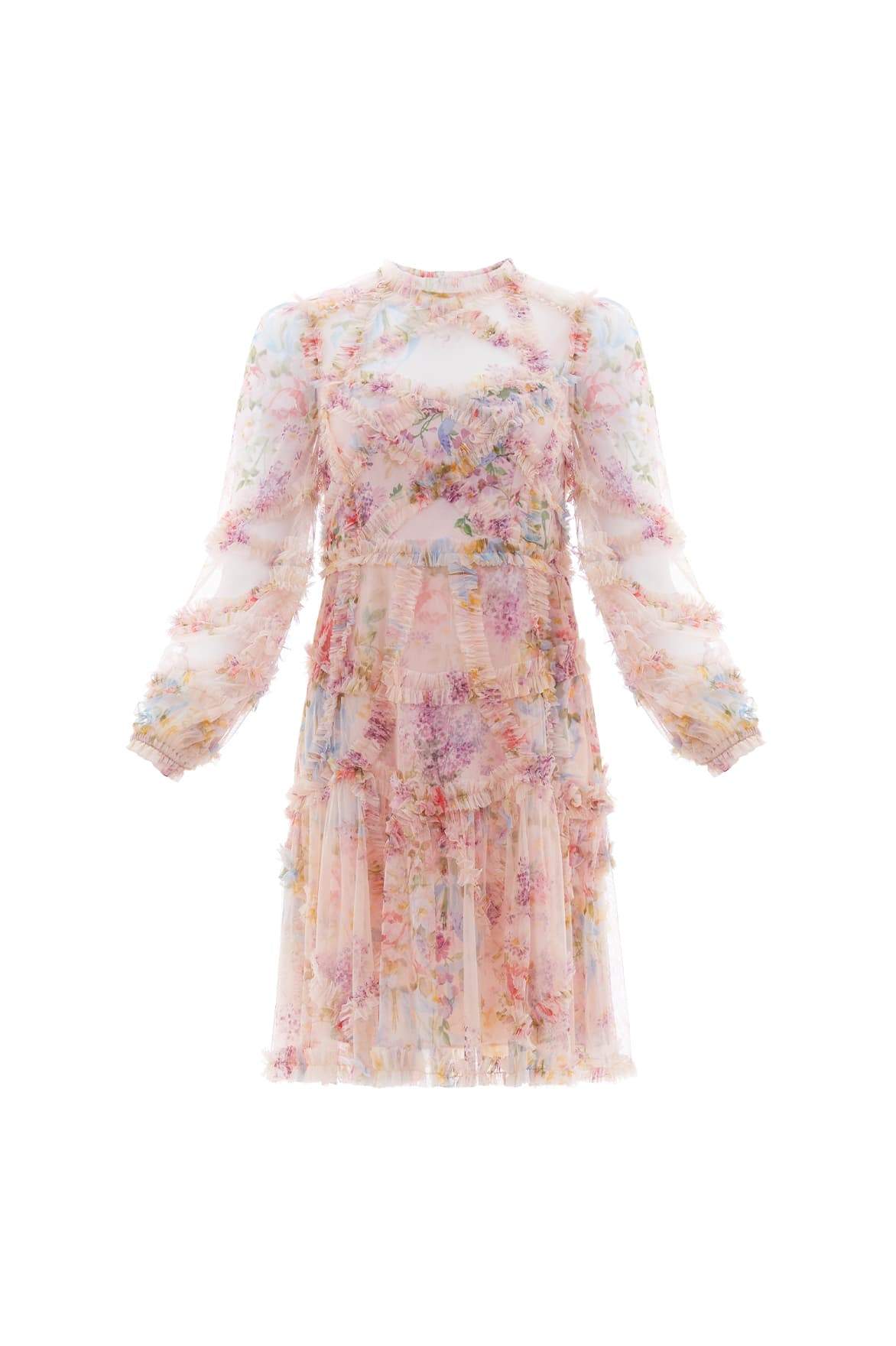 Needle & Thread Floral Diamond Ruffle Dress sukienka multi