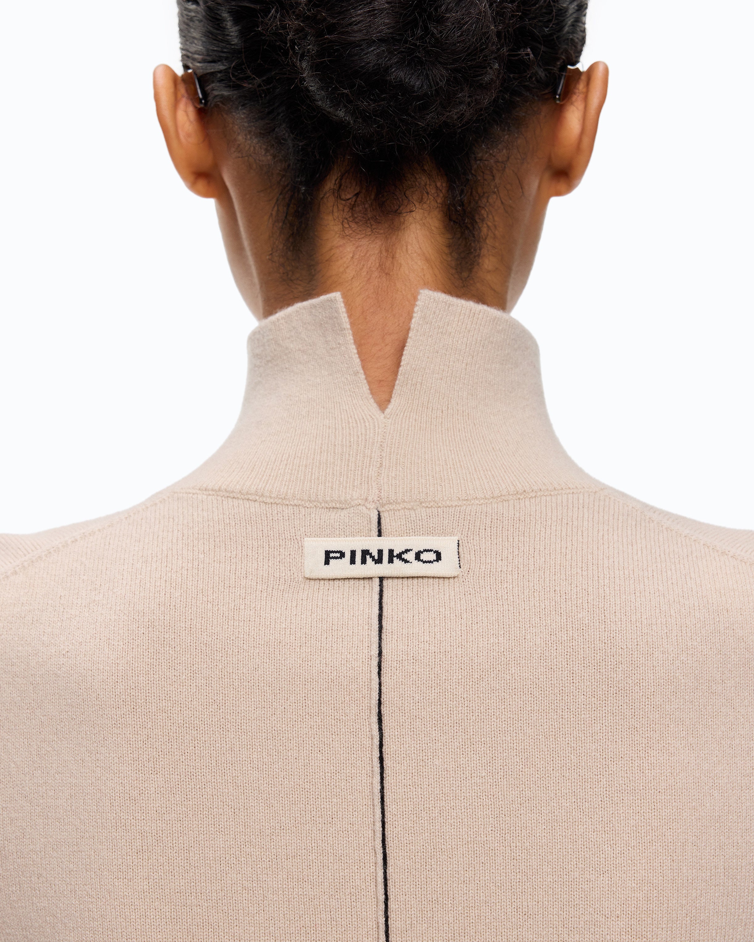 Pinko Nizza sweter golf kaszmir beżowy