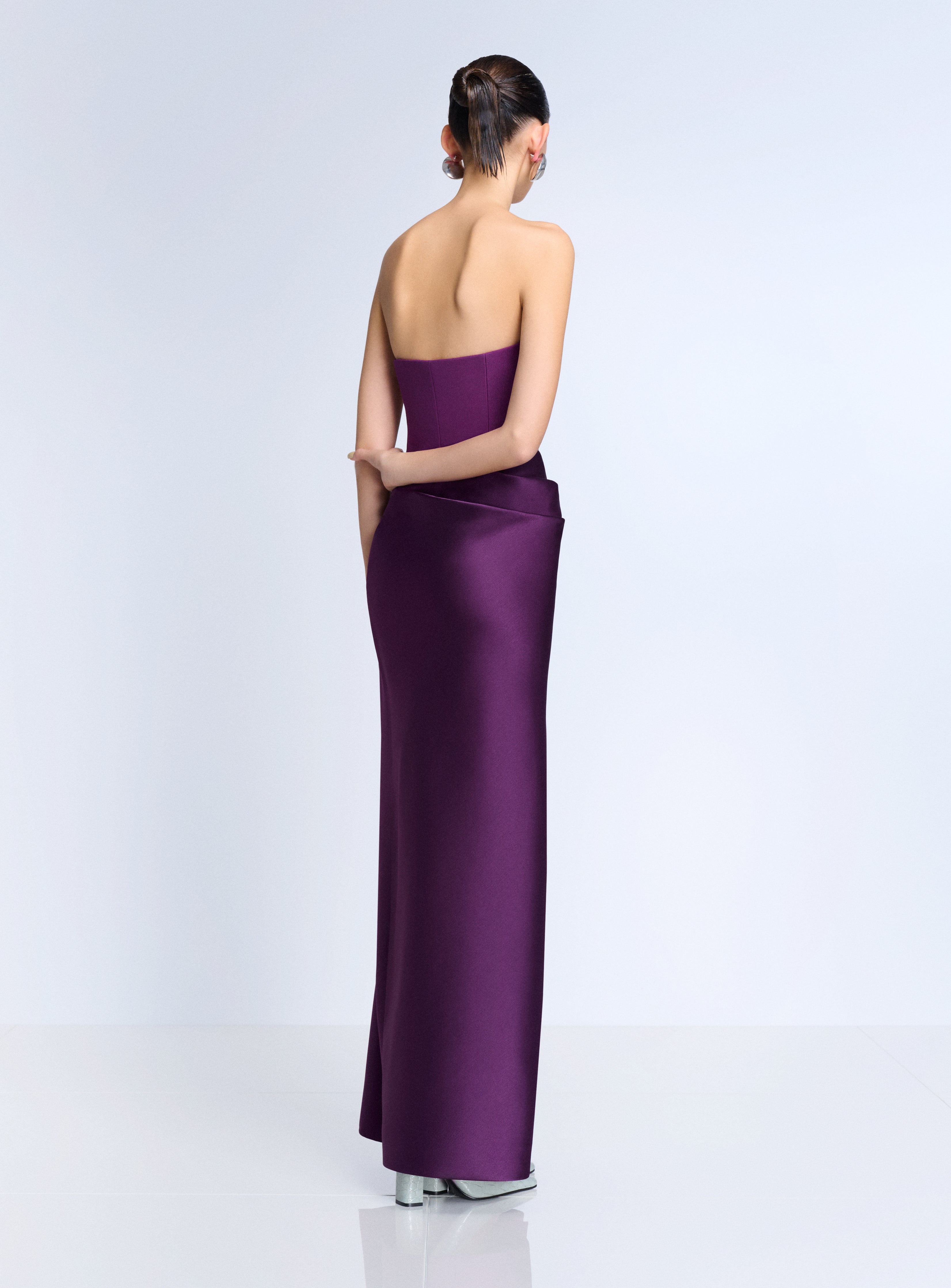 Solace London The Seri Maxi Dress sukienka Damson gorsetowa
