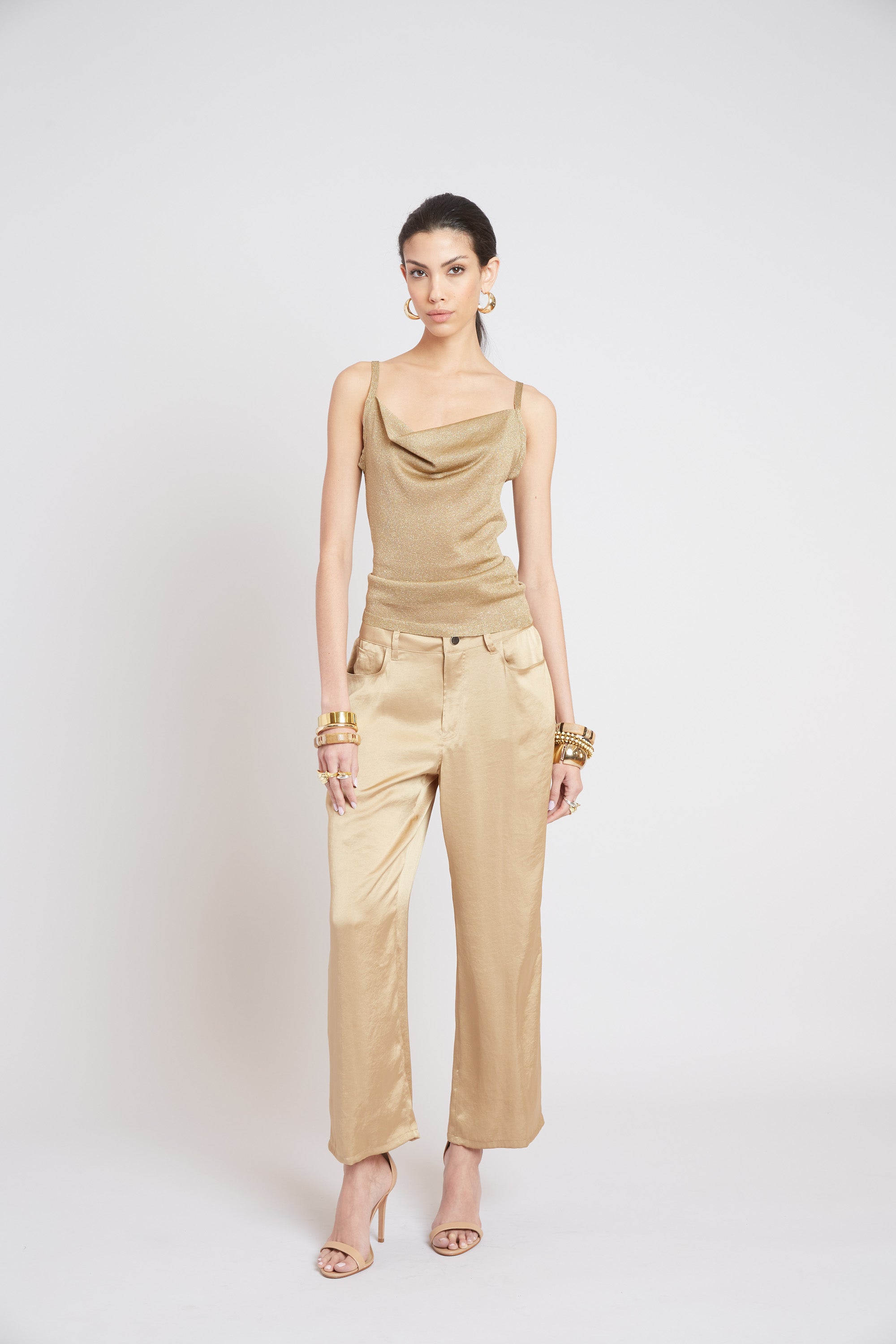 Elie Tahari Fluid spodnie Sandcastle satyna