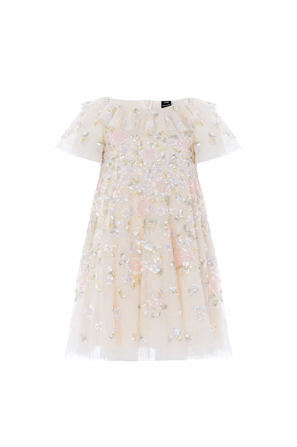 Needle & Thread Peony Bouquet Sequin Kids Dress sukienka kremowa