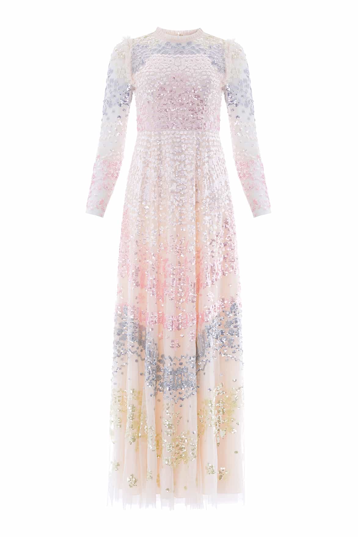 Needle & Thread Angeline Sequin Gown sukienka cekinowa Cream