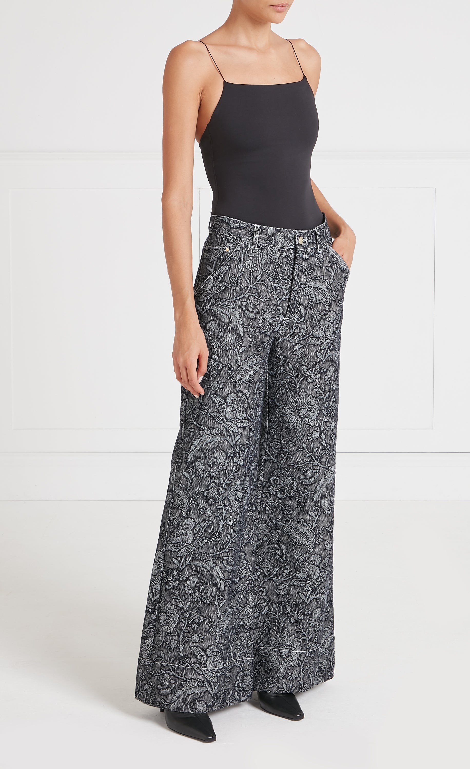 Temperley London Francis spodnie jeans szerokie czarne