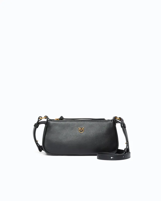 Pinko Half Moon Mini torebka skórzana czarna