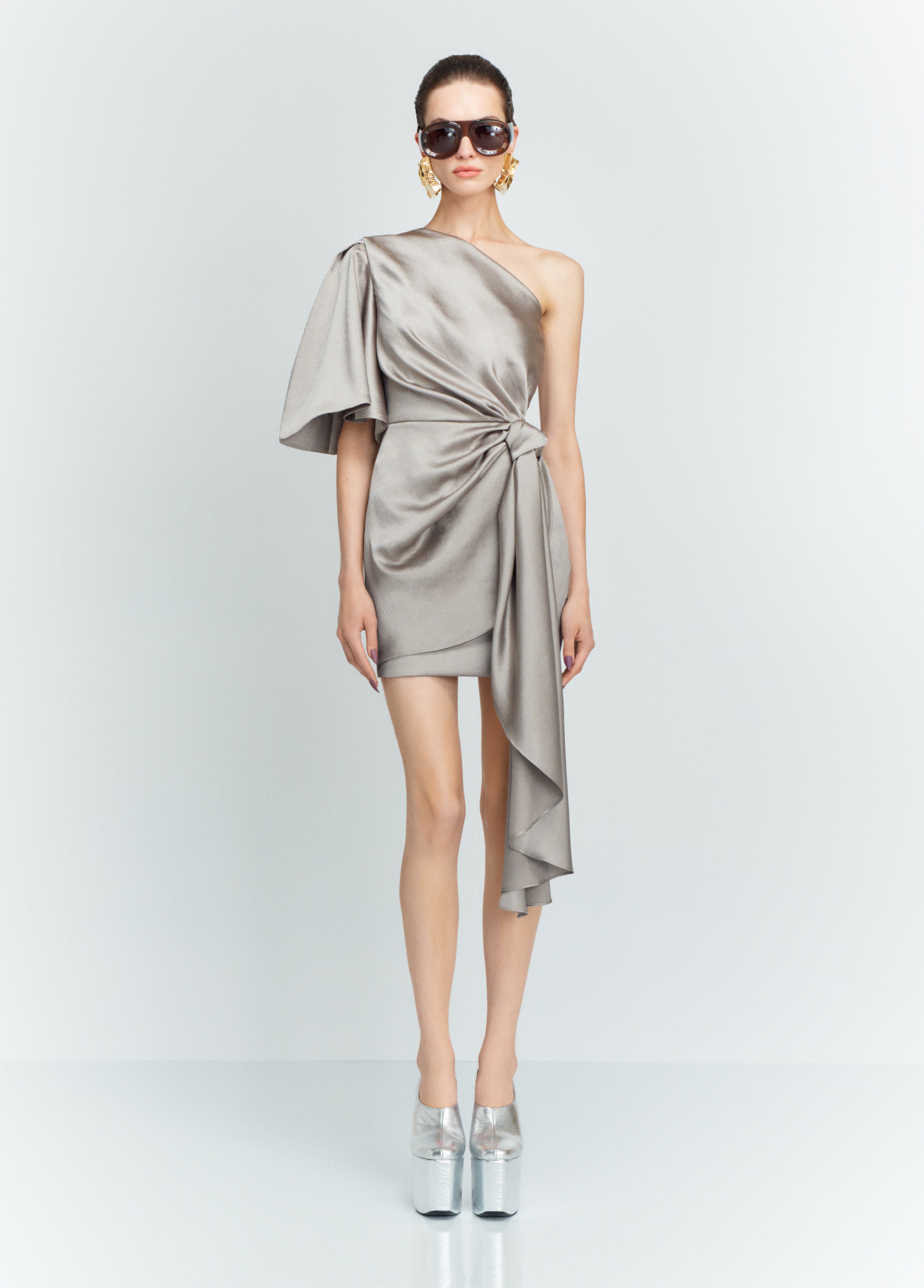 Solace London Marcie sukienka srebrna mini