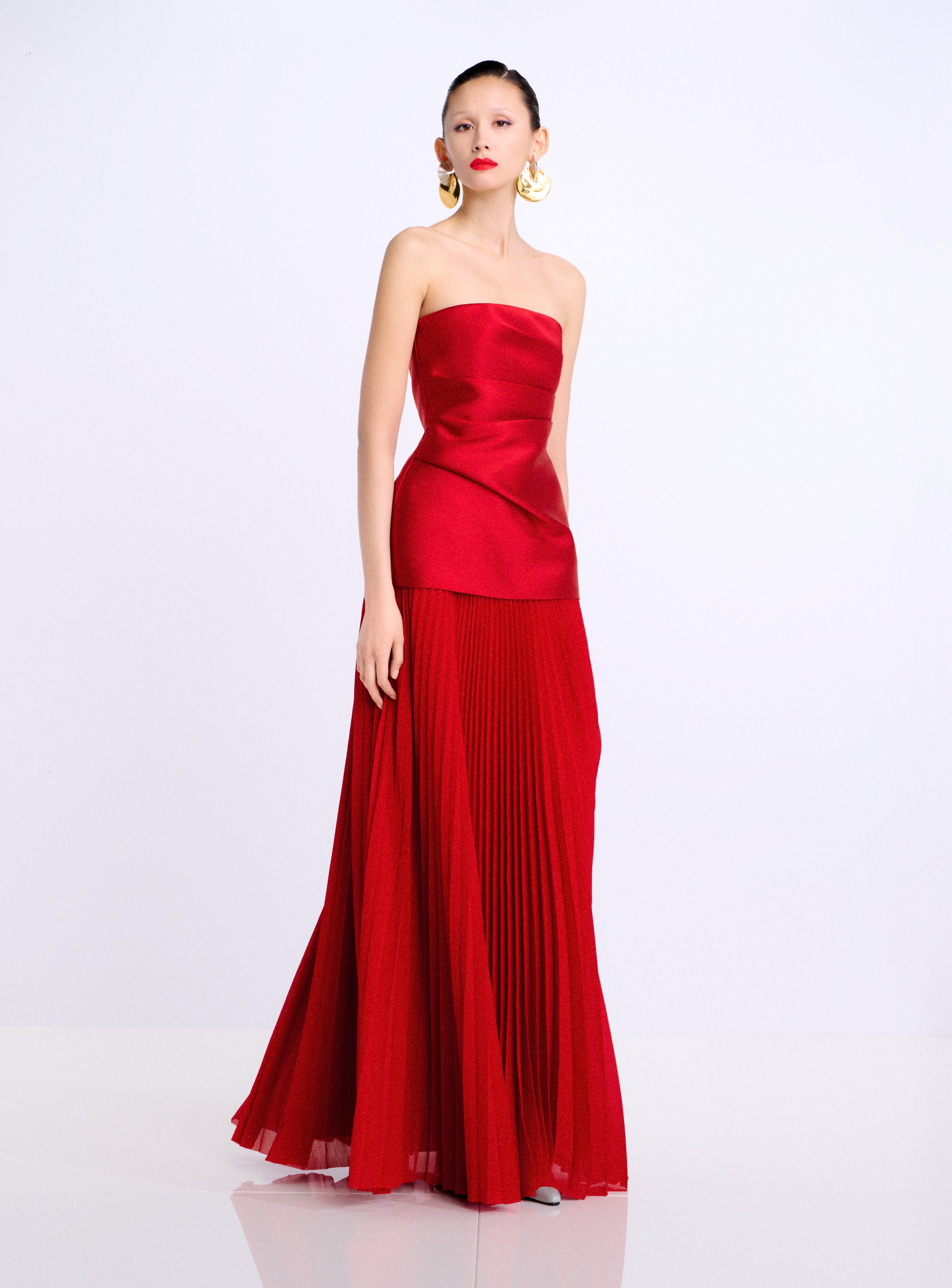 SOLACE LONDON The Claudette sukienka czerwona plisowana maxi
