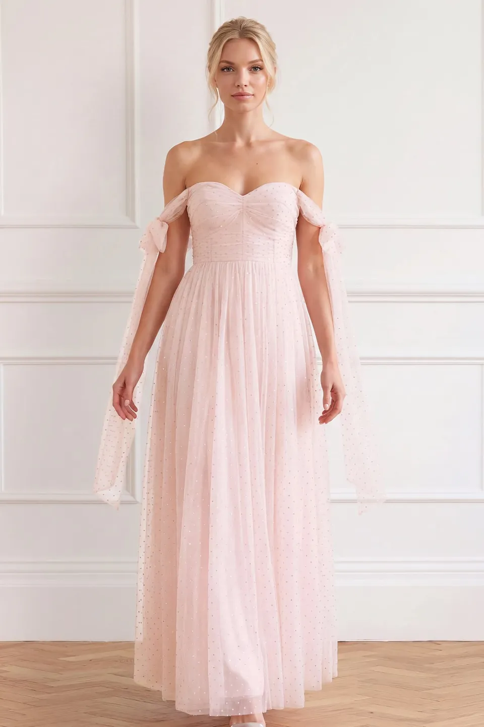 Needle & Thread Amaya Shimmer Gown suknia Pink kryształki