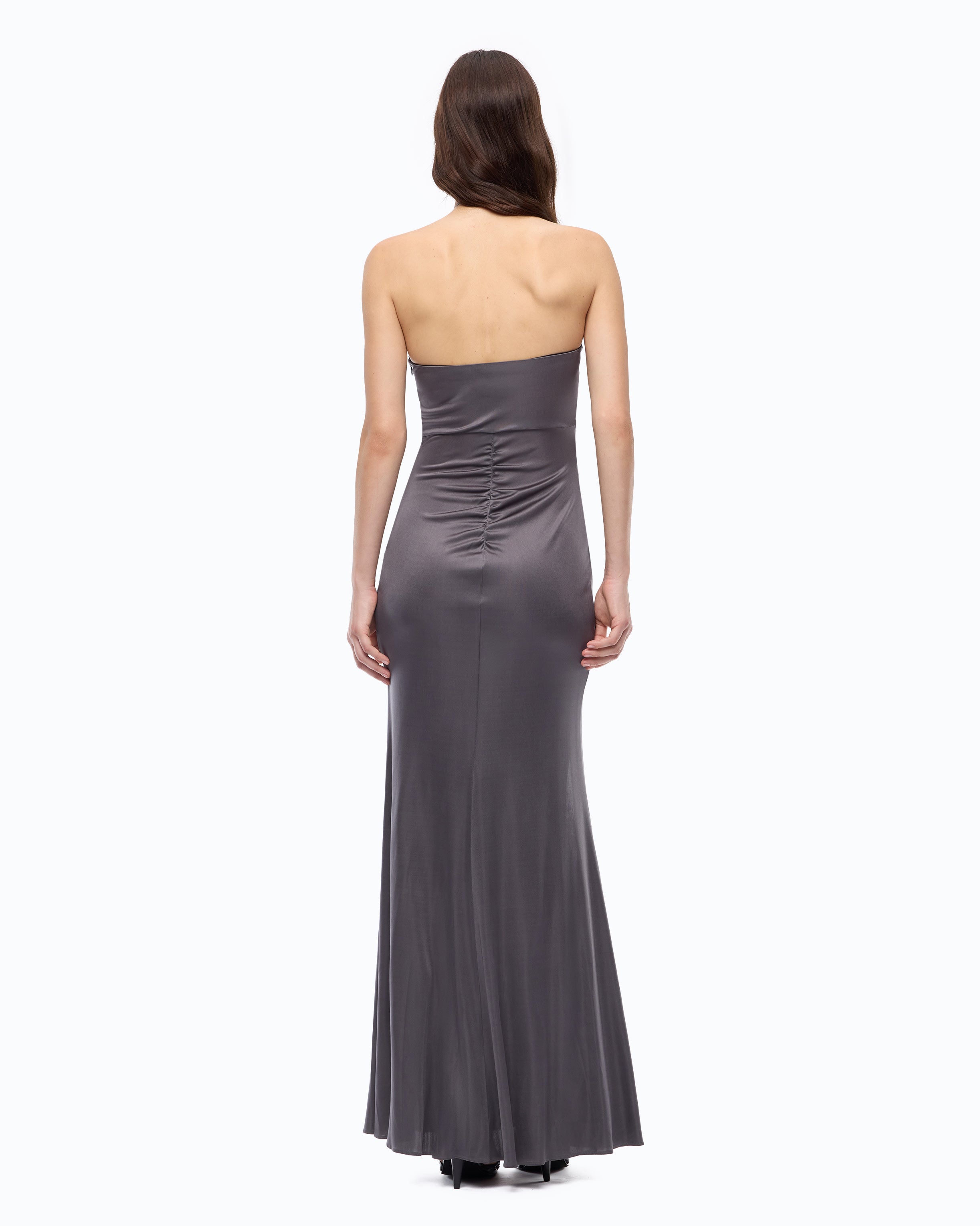 Pinko Galaxy Dress sukienka wieczorowa długa szara