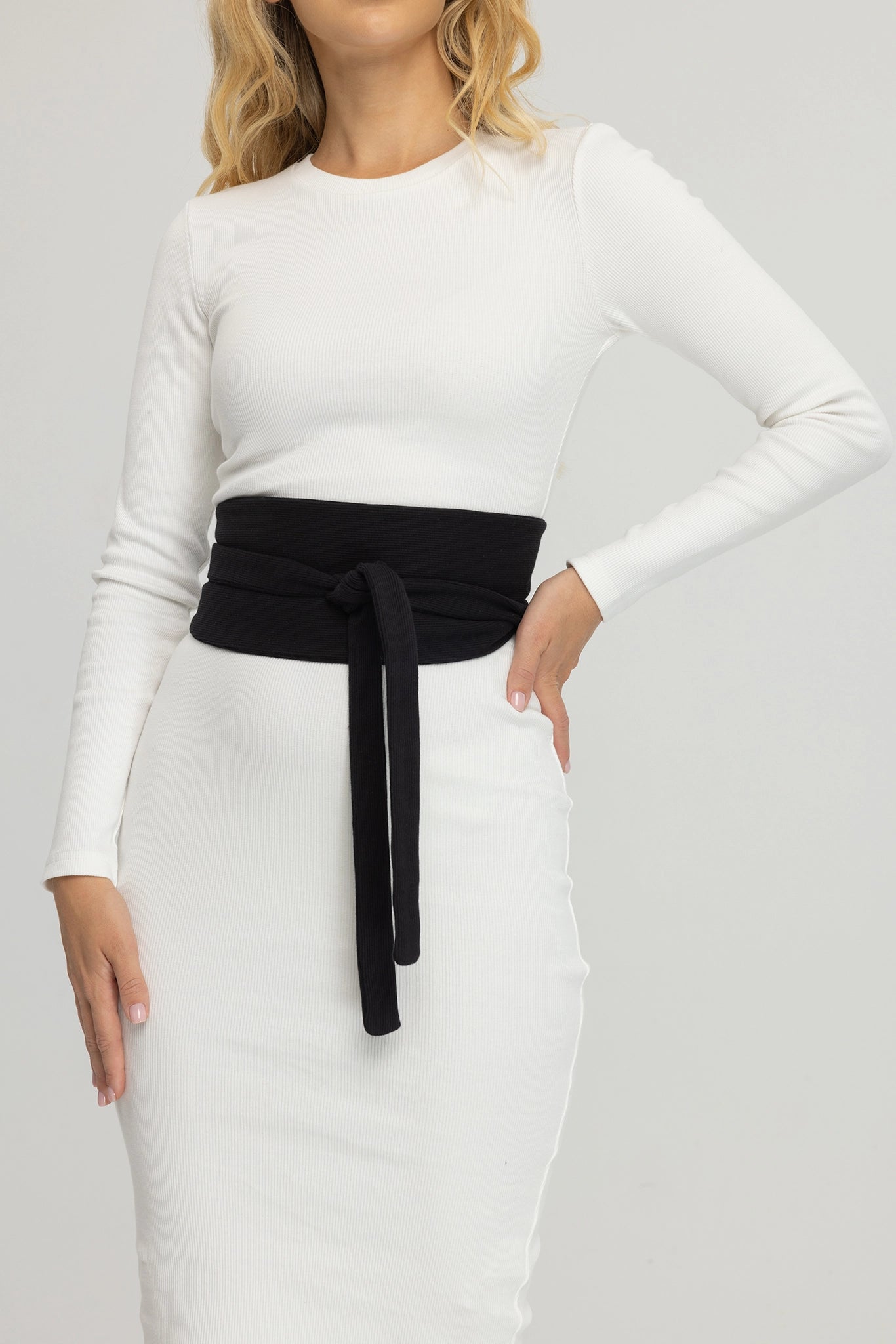 Nudyess Dark Belt pasek czarny prążkowany