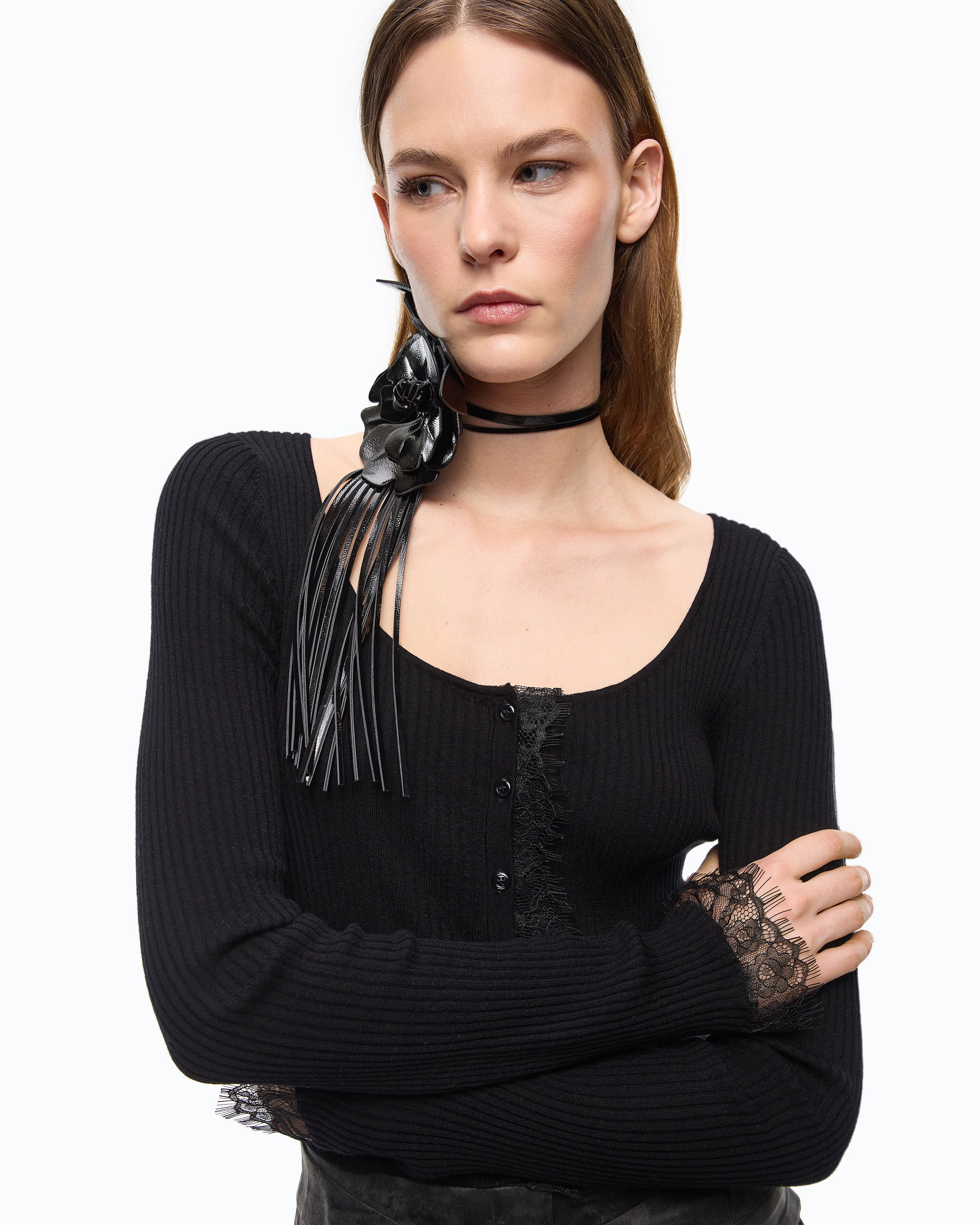Pinko Praga kardigan cropped czarny kaszmir jedwab