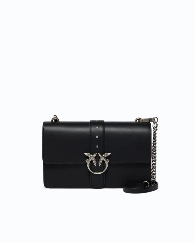 Pinko Love Bag One New Buckle torebka czarna skórzana