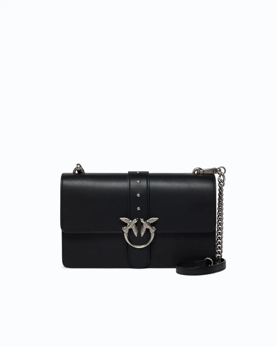 Pinko Love Bag One New Buckle torebka czarna skórzana