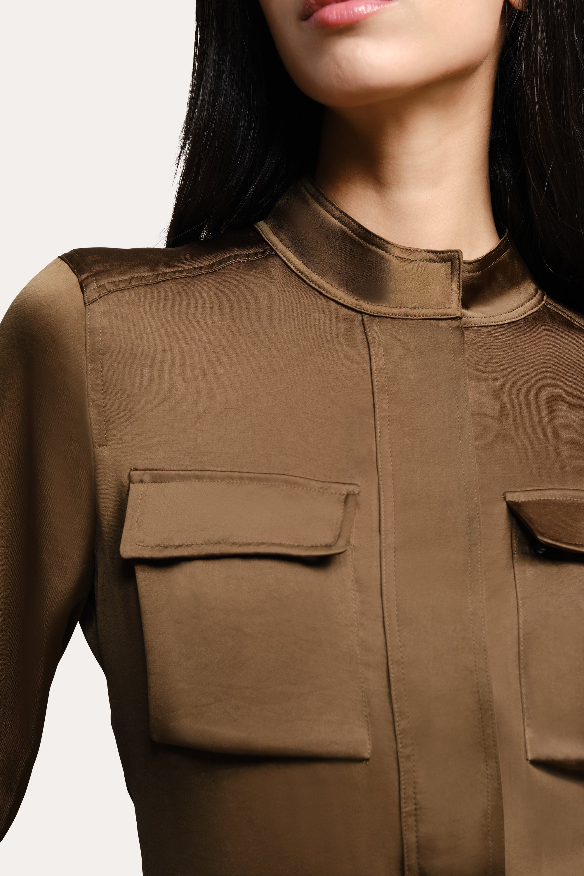 Elie Tahari Olivia Utility kurtka satynowa Savoy