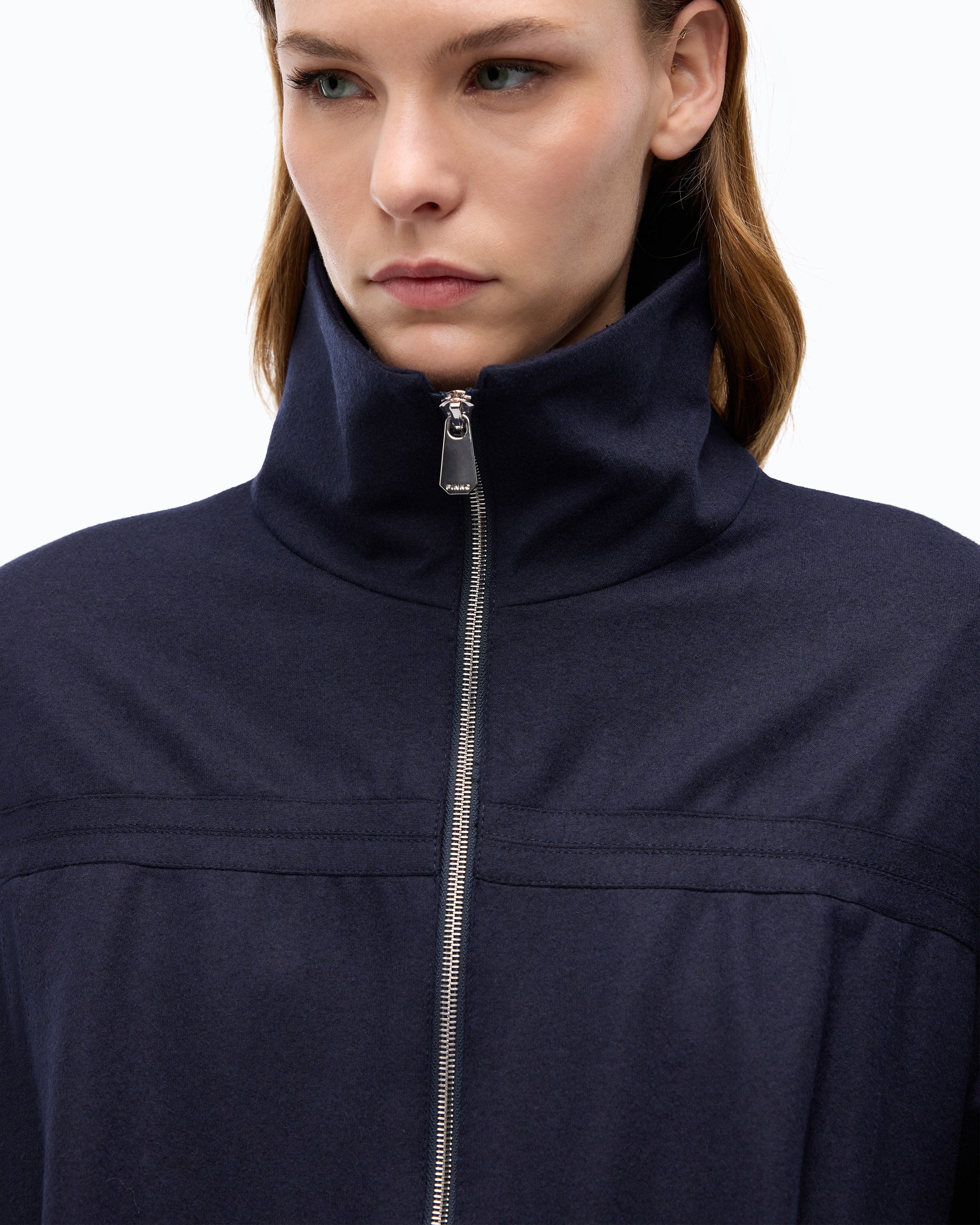 Pinko bomberka flanelowa niebieska oversize wełna
