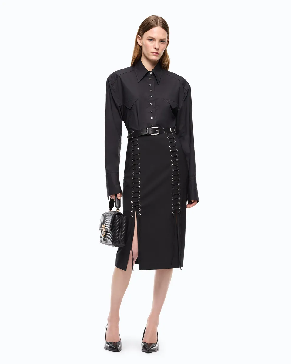 Pinko Gem Skirt spódnica midi czarna wełniana