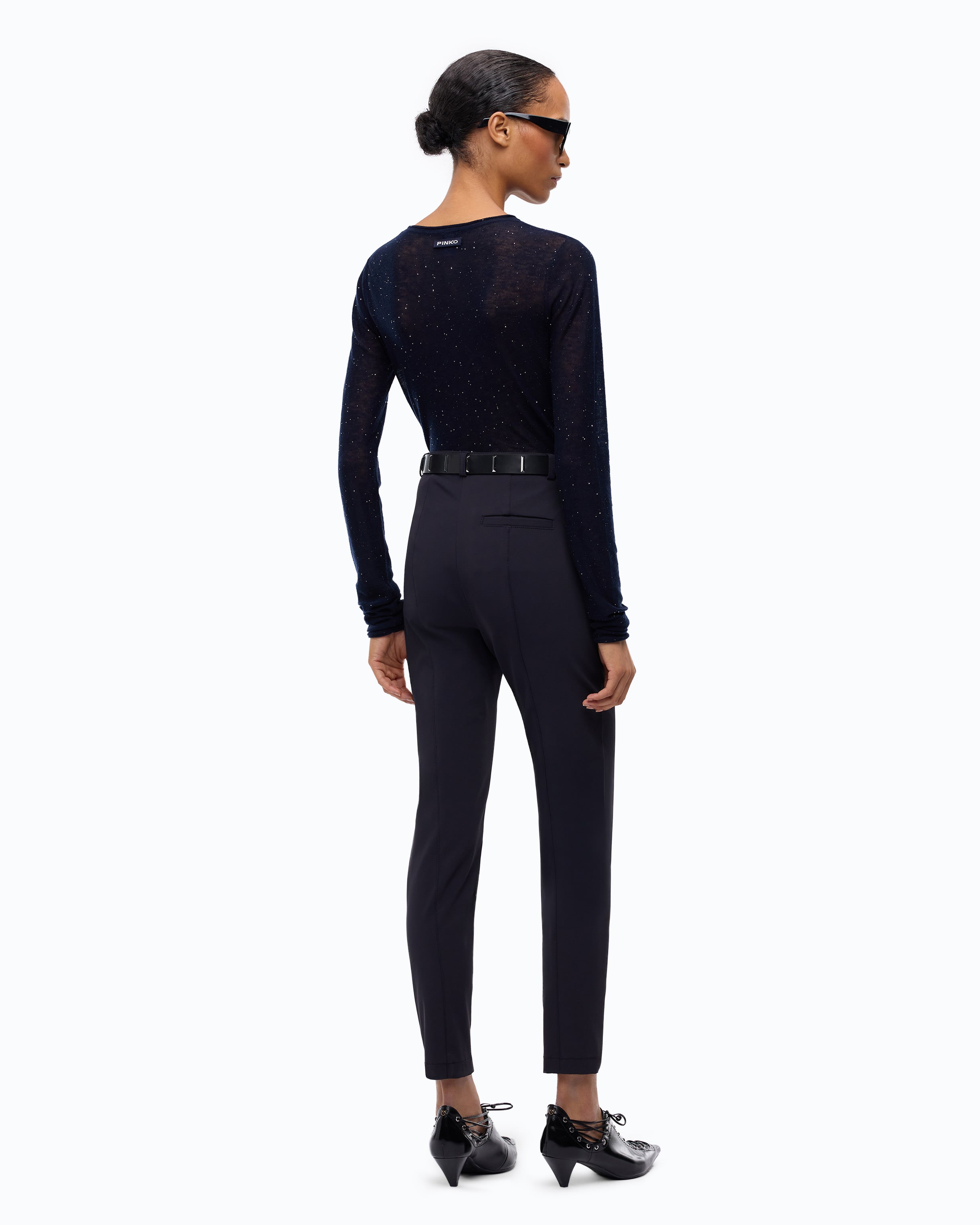 Pinko Tancredi spodnie skinny eleganckie niebieskie