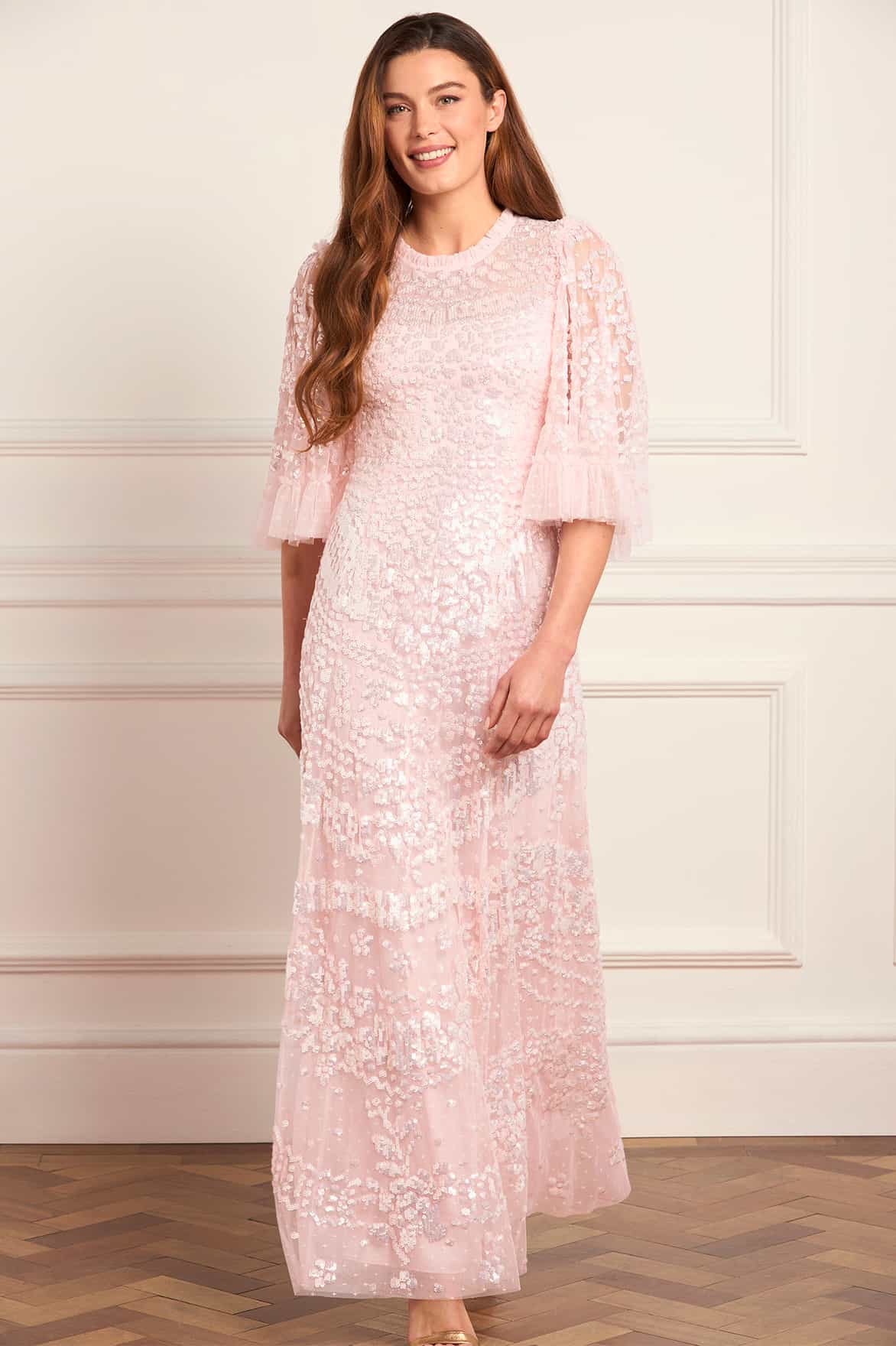 Needle & Thread Anais Sequin Gown suknia różowa cekiny