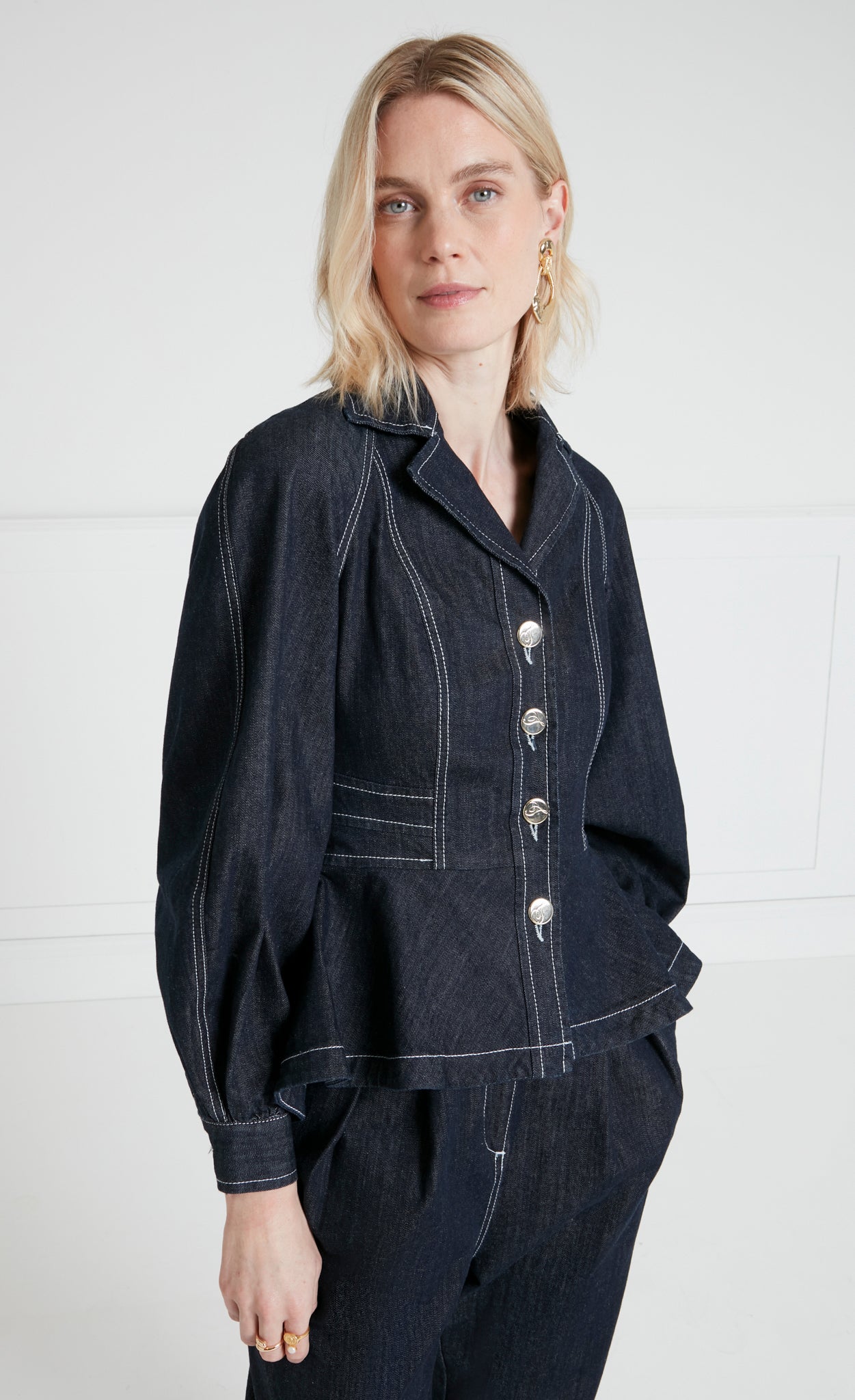 Temperley London Maye kurtka jeansowa niebieska