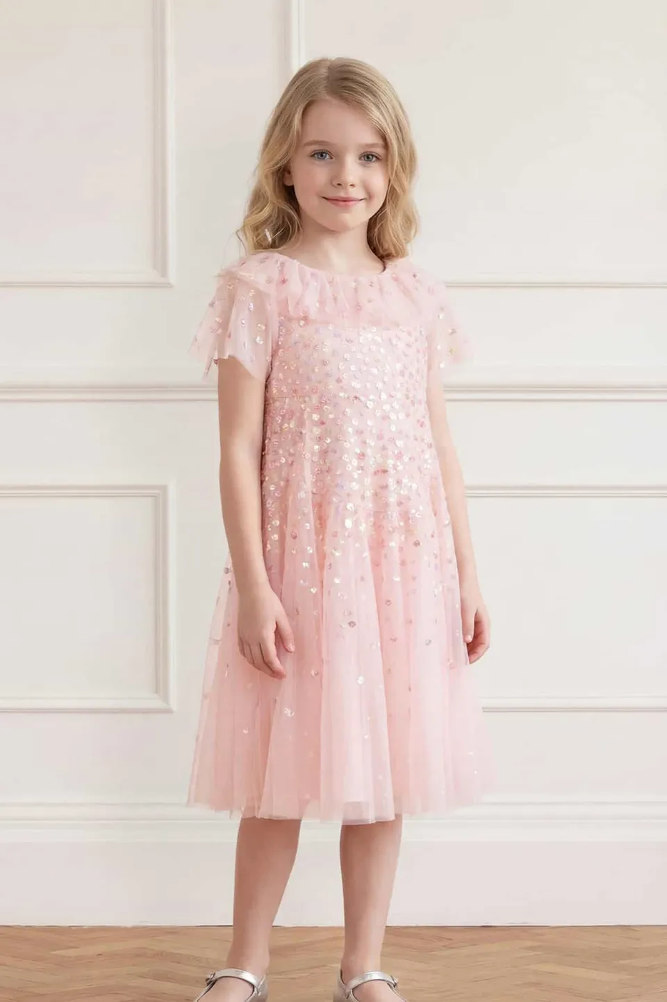 Needle & Thread Candy Dot sukienka różowa w cekiny