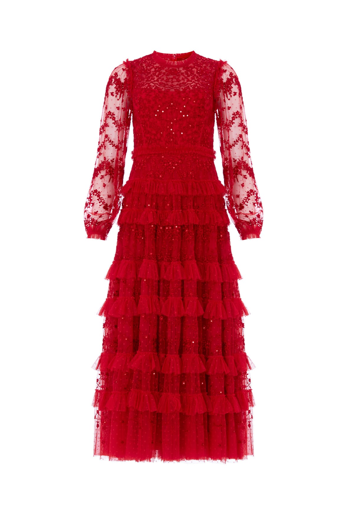 Needle & Thread Blossom Lace Ankle Gown sukienka czerwona