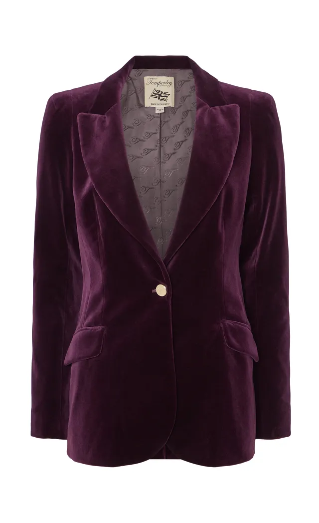 Temperley London Clove żakiet aksamitny Dark Amethyst