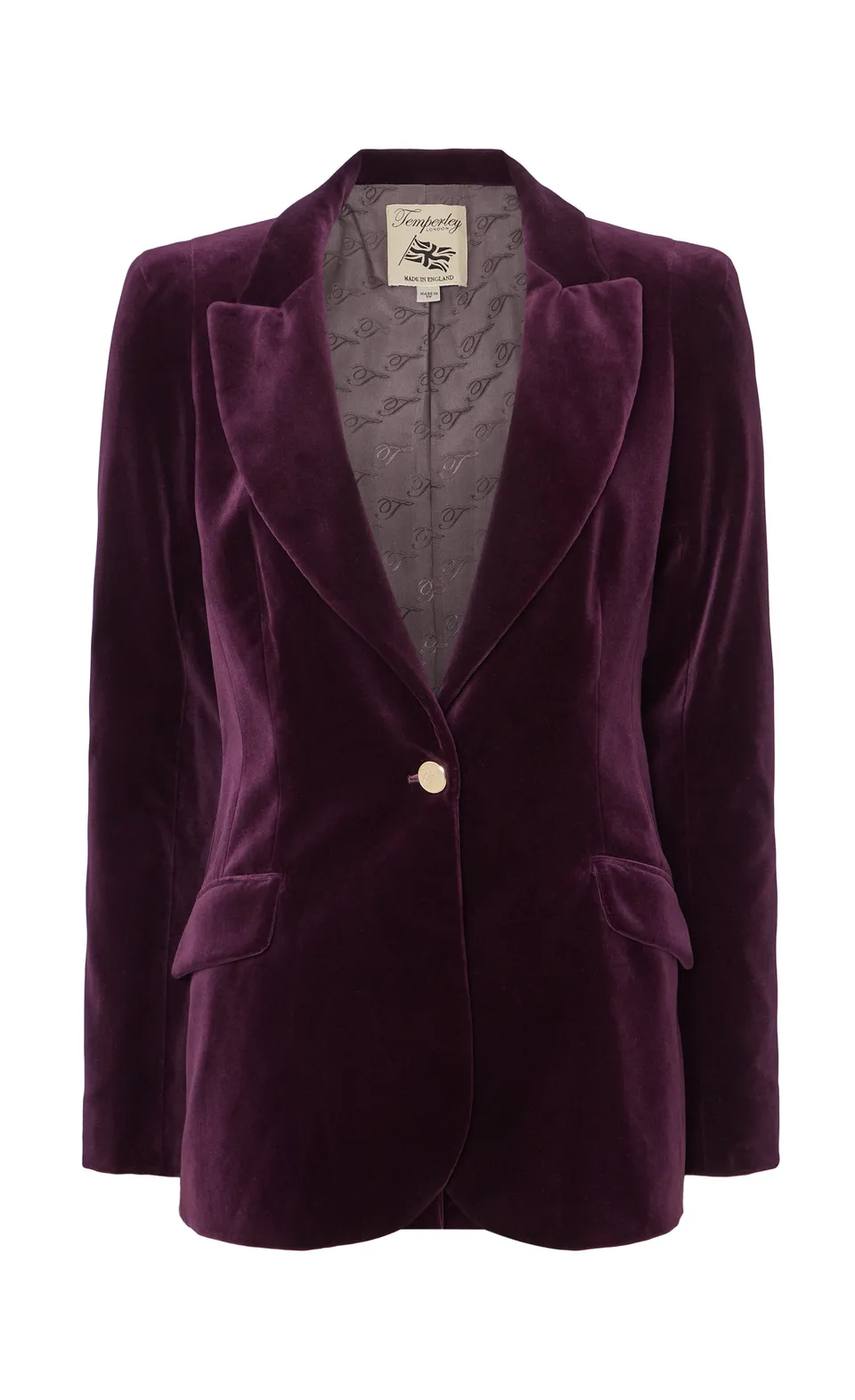 Temperley London Clove żakiet aksamitny Dark Amethyst