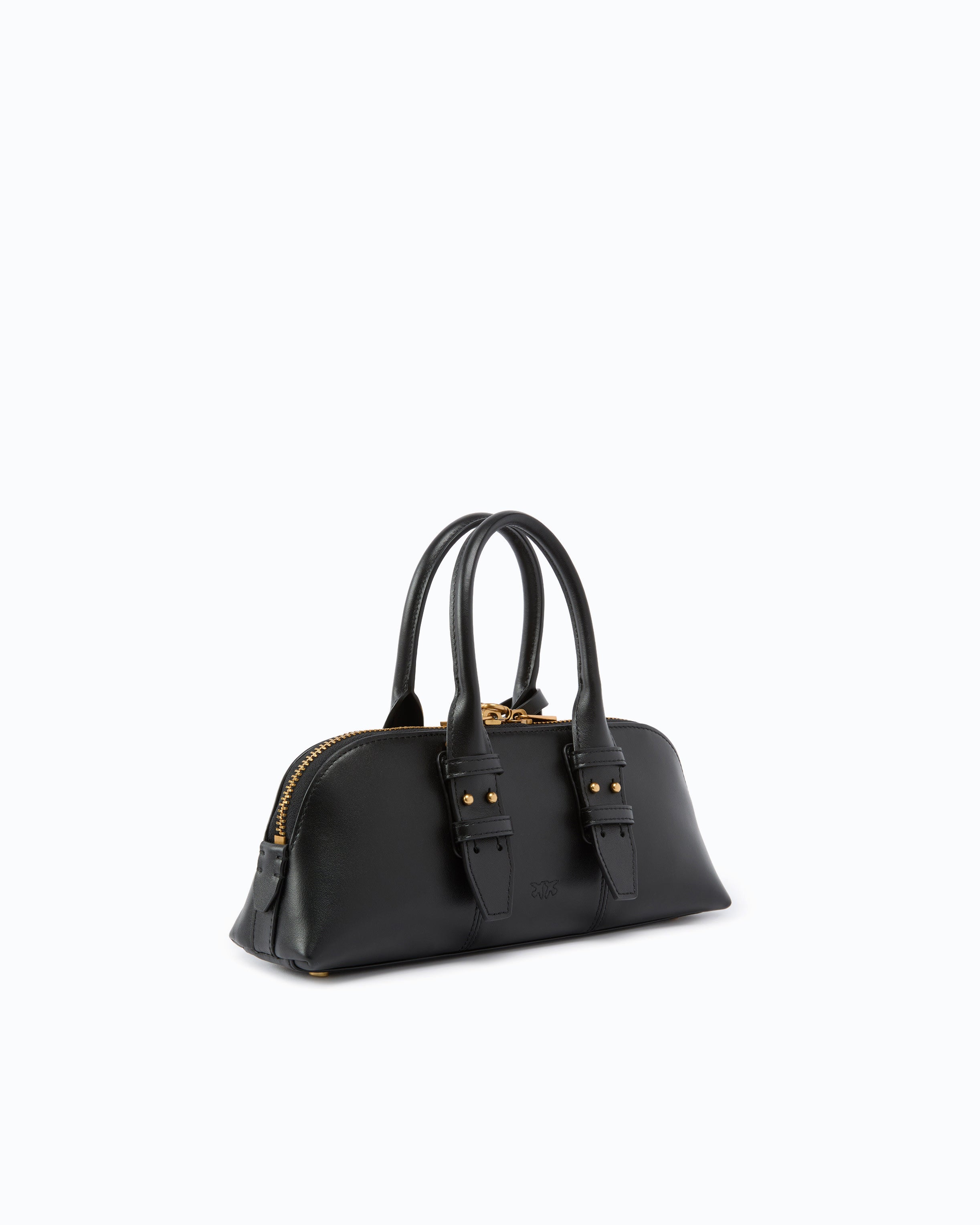 Pinko Escape Bag bowling torebka skórzana czarna mała