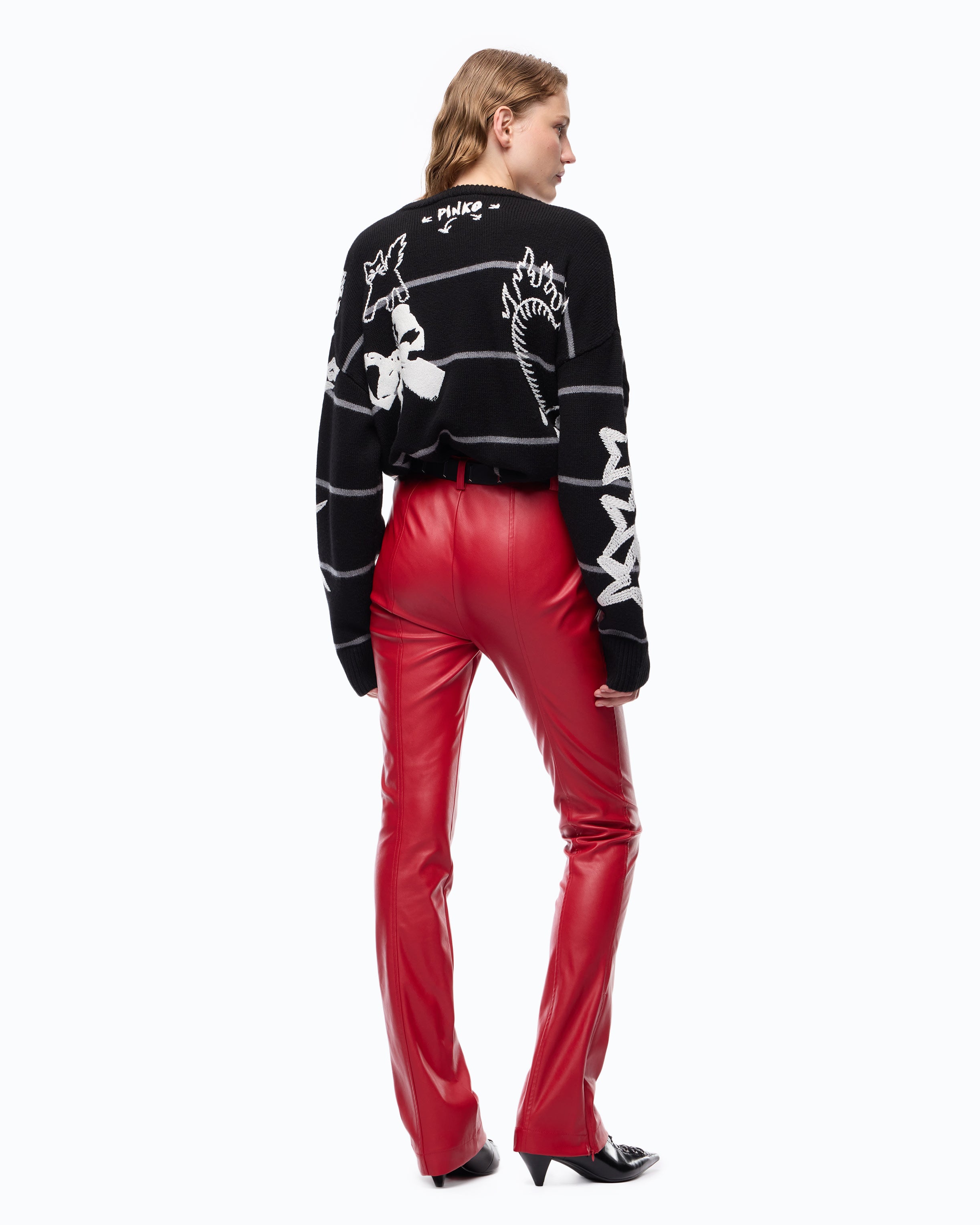 Pinko Pereschia Pants spodnie czerwone nappa