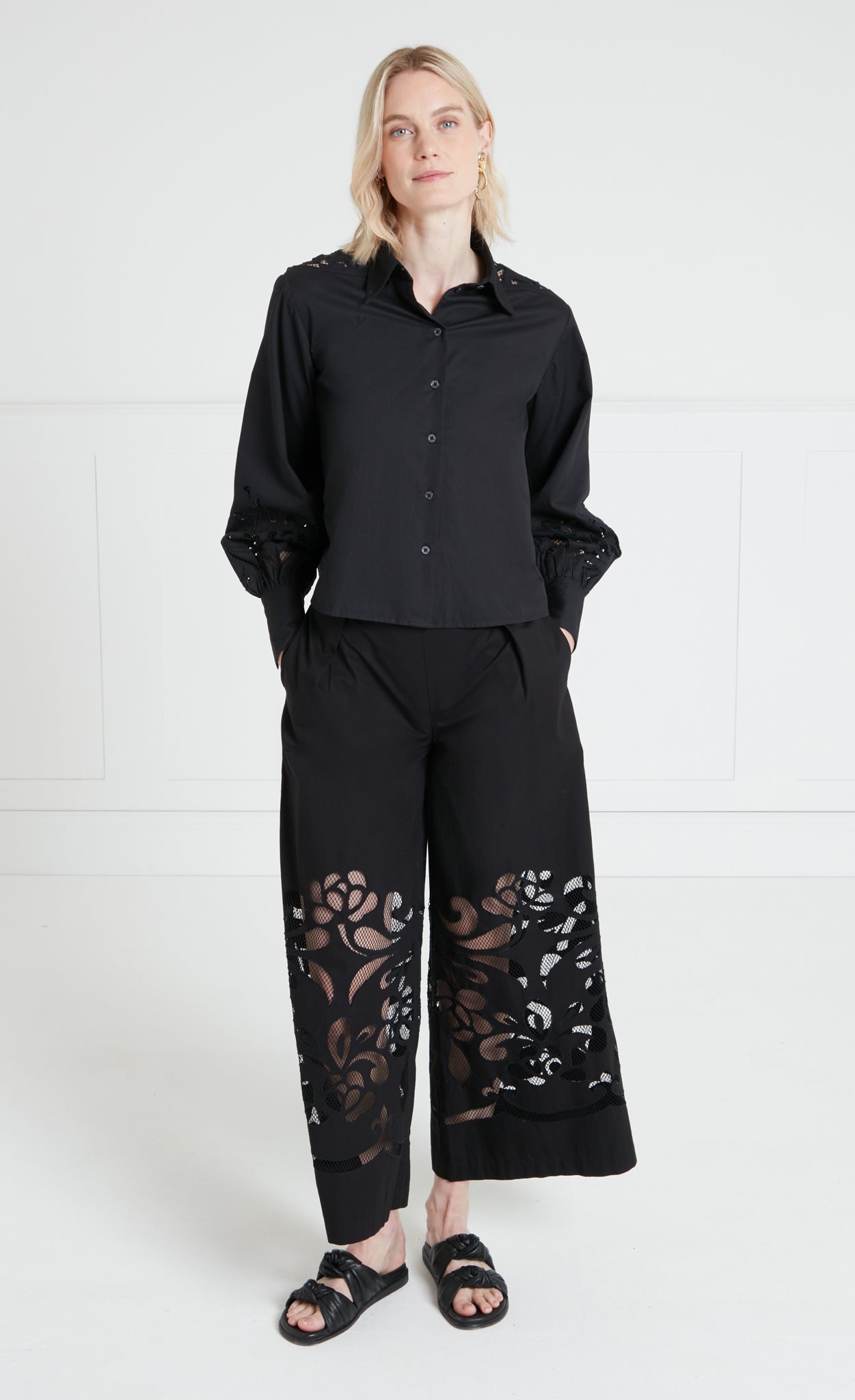 Temperley London Nelle koszula bawełniana czarna