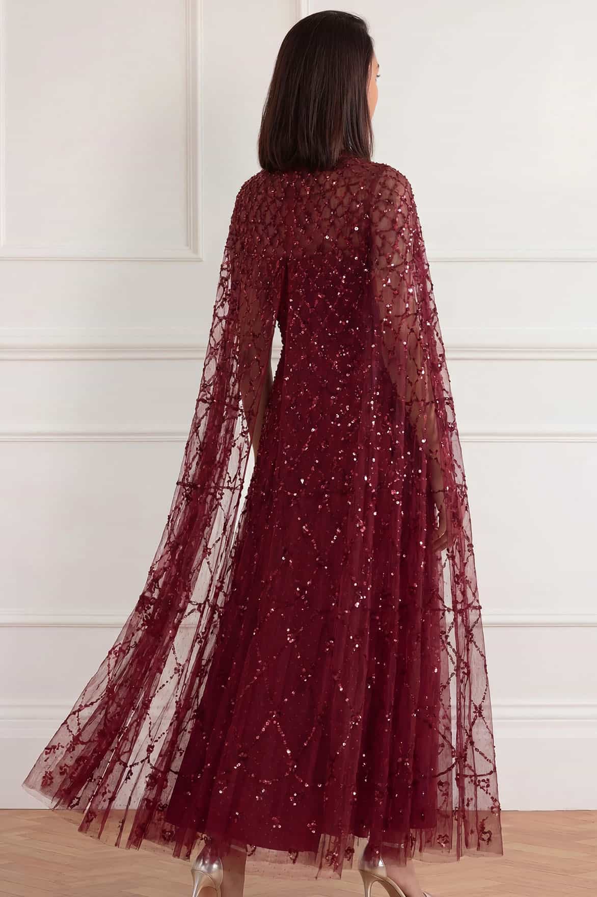 Needle & Thread Heart Lattice Ankle Gown suknia czerwona