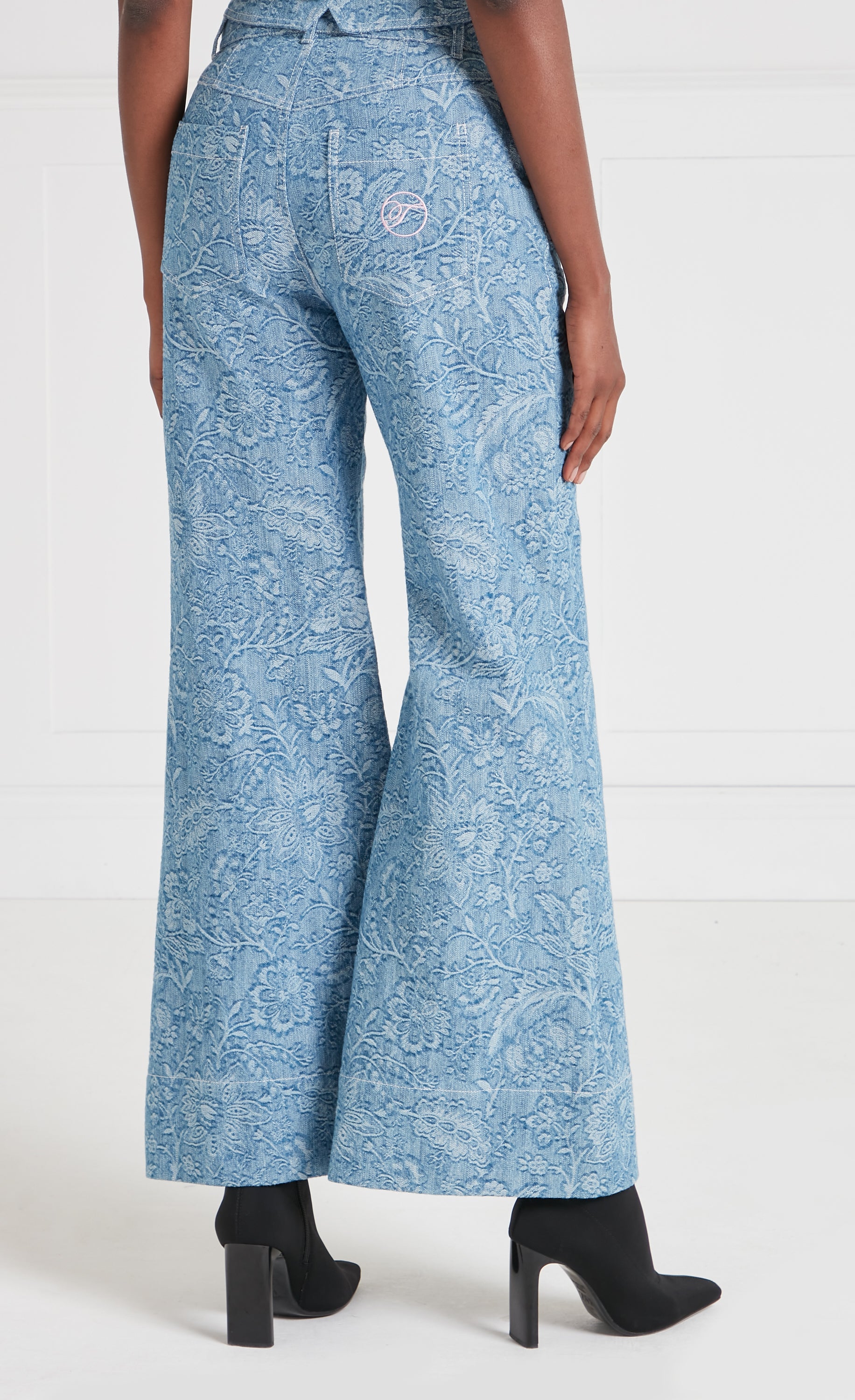 Temperley London Francis spodnie jeansowe niebieskie wide-leg