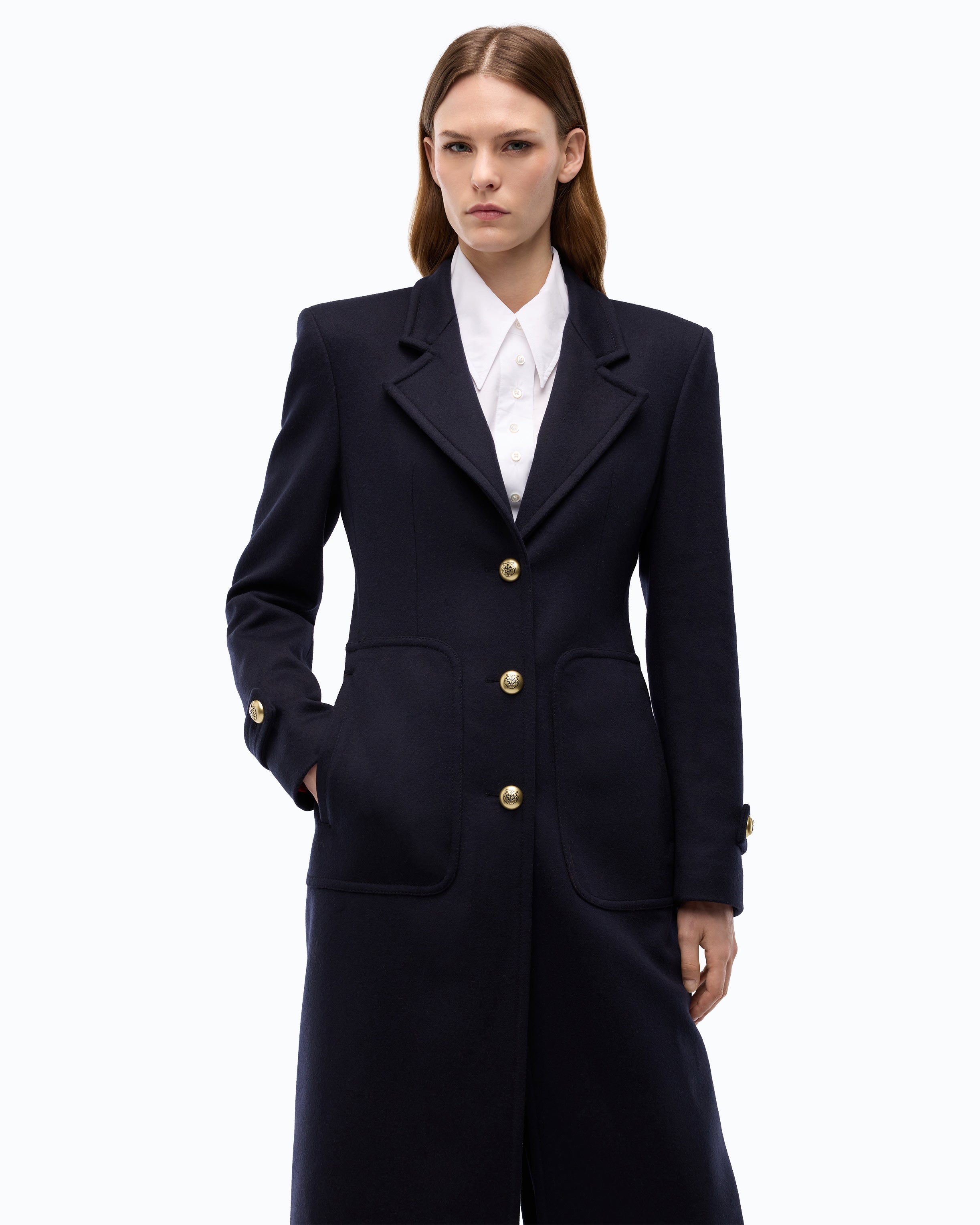 Pinko Verici Coat płaszcz wełniany niebieski długi