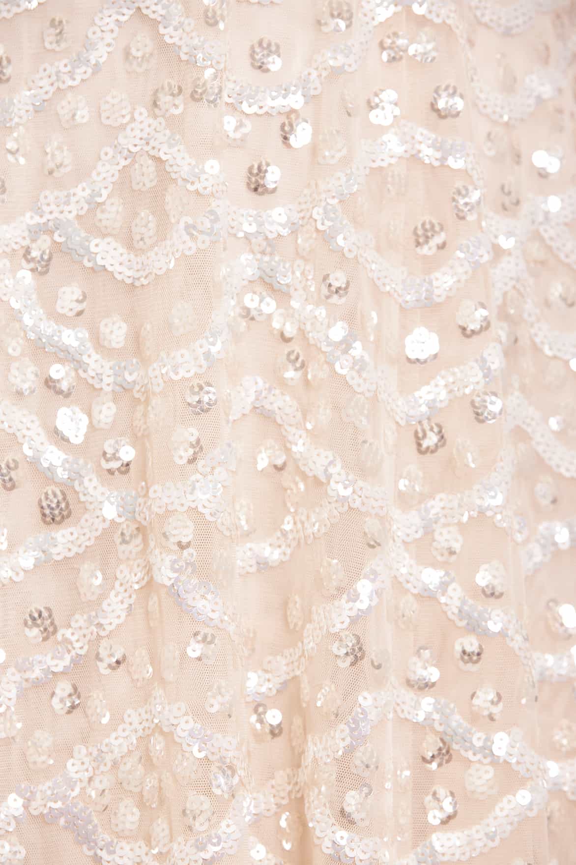 Needle & Thread Deco Dot Gloss Ankle Gown sukienka cream cekinowa