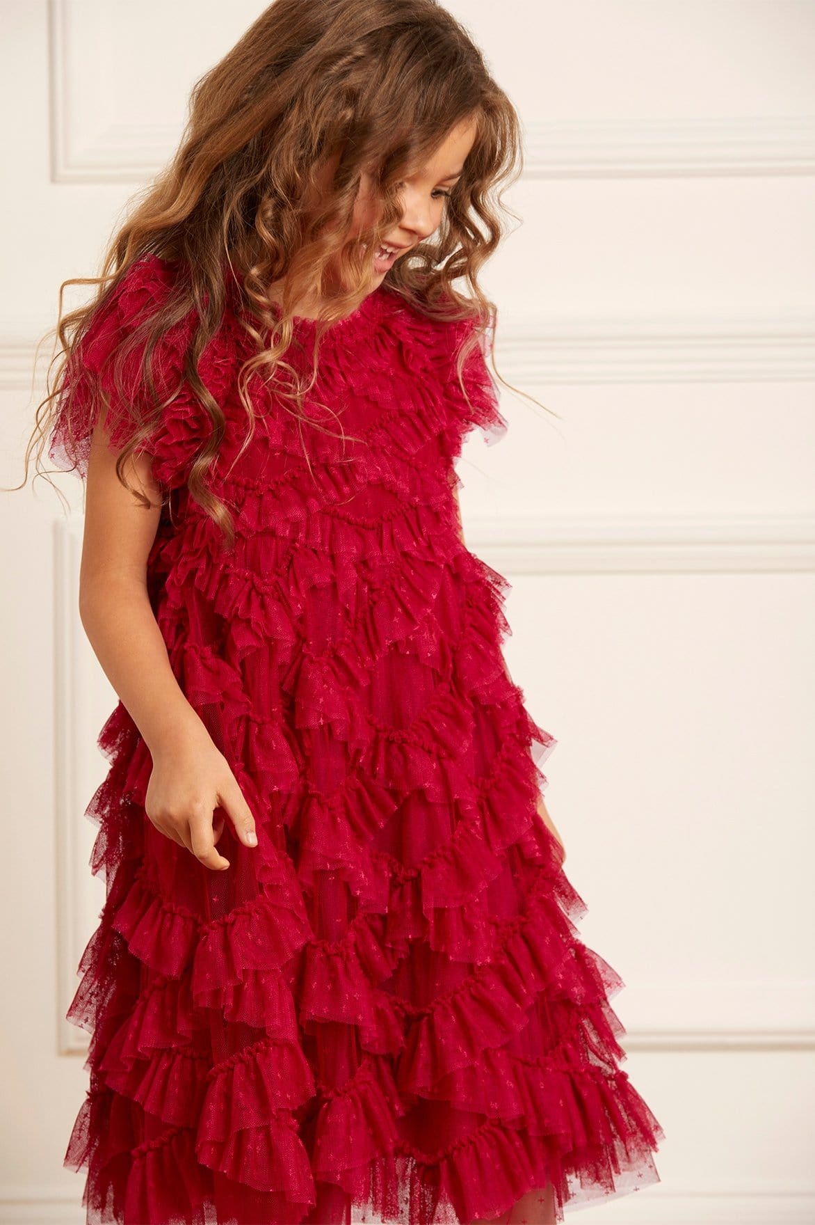 Needle & Thread Genevieve Dress sukienka czerwona tiul
