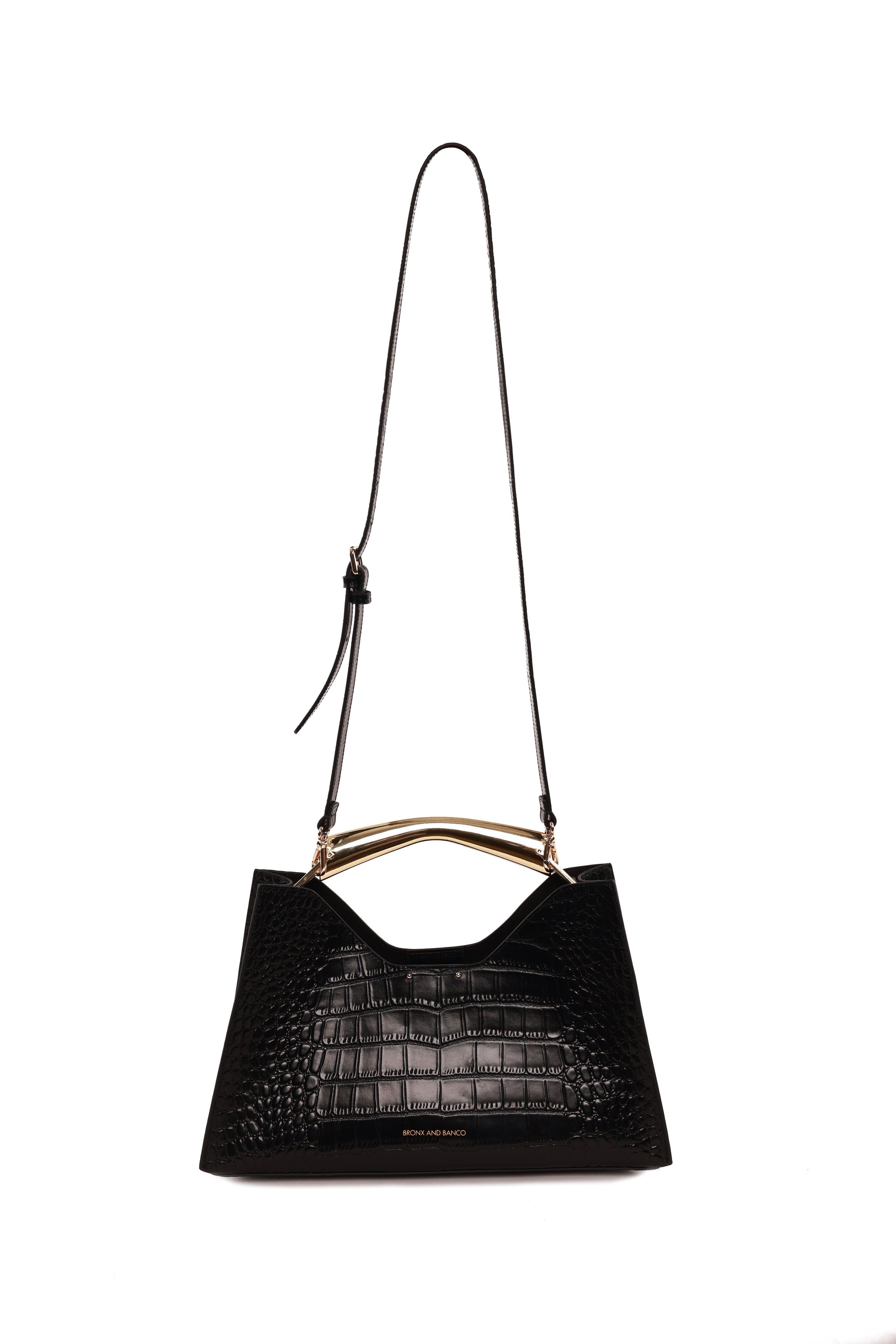 Bronx and Banco Poline Croc Embossed Mini Bag torebka czarna