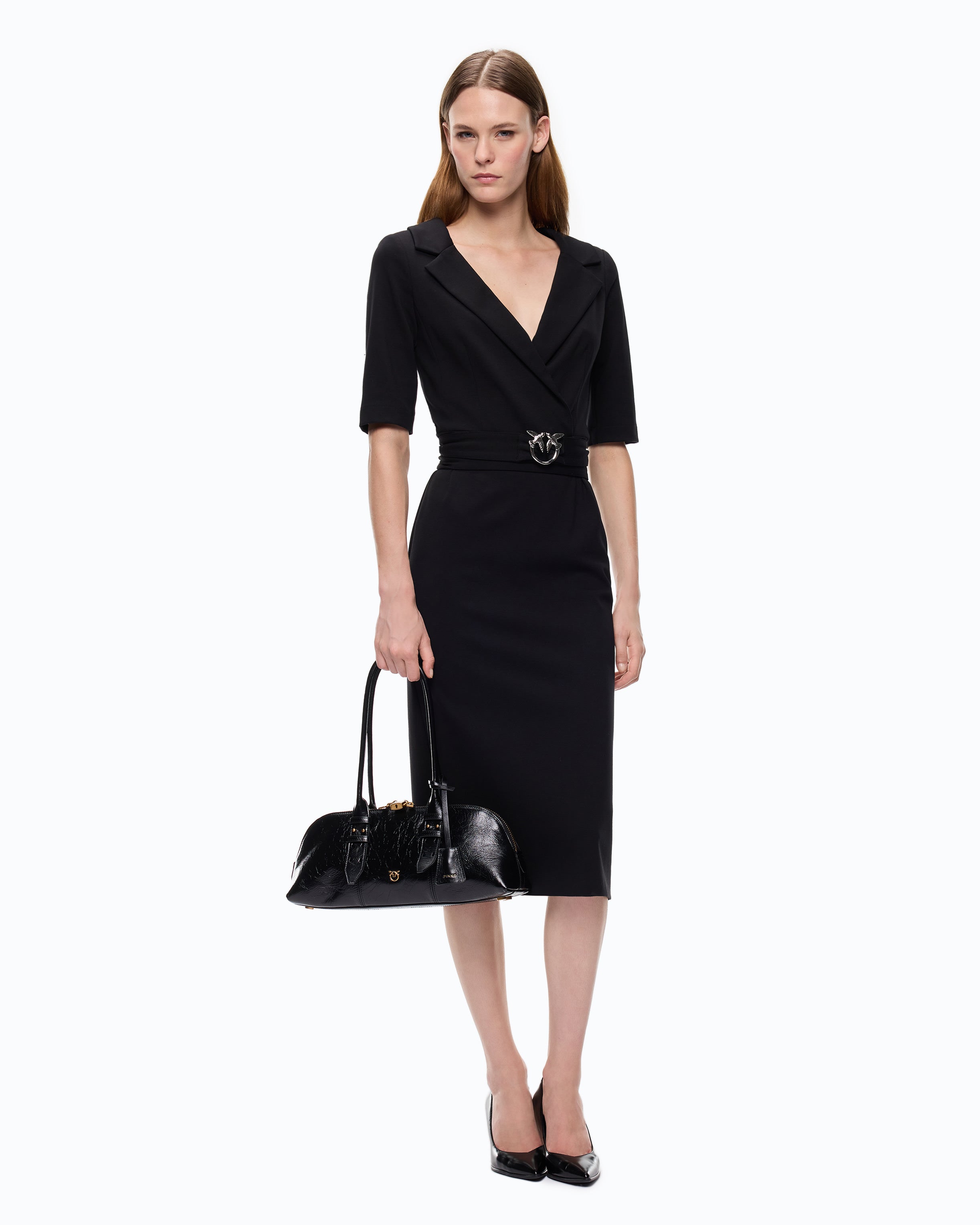 Pinko Arnebia Dress sukienka midi czarna ołówkowa